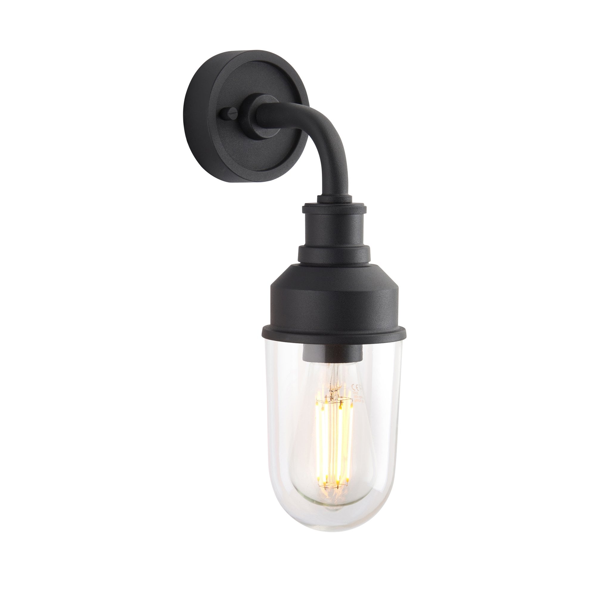 Utopia View Single Wall Light - Textured Black & Clear Glass