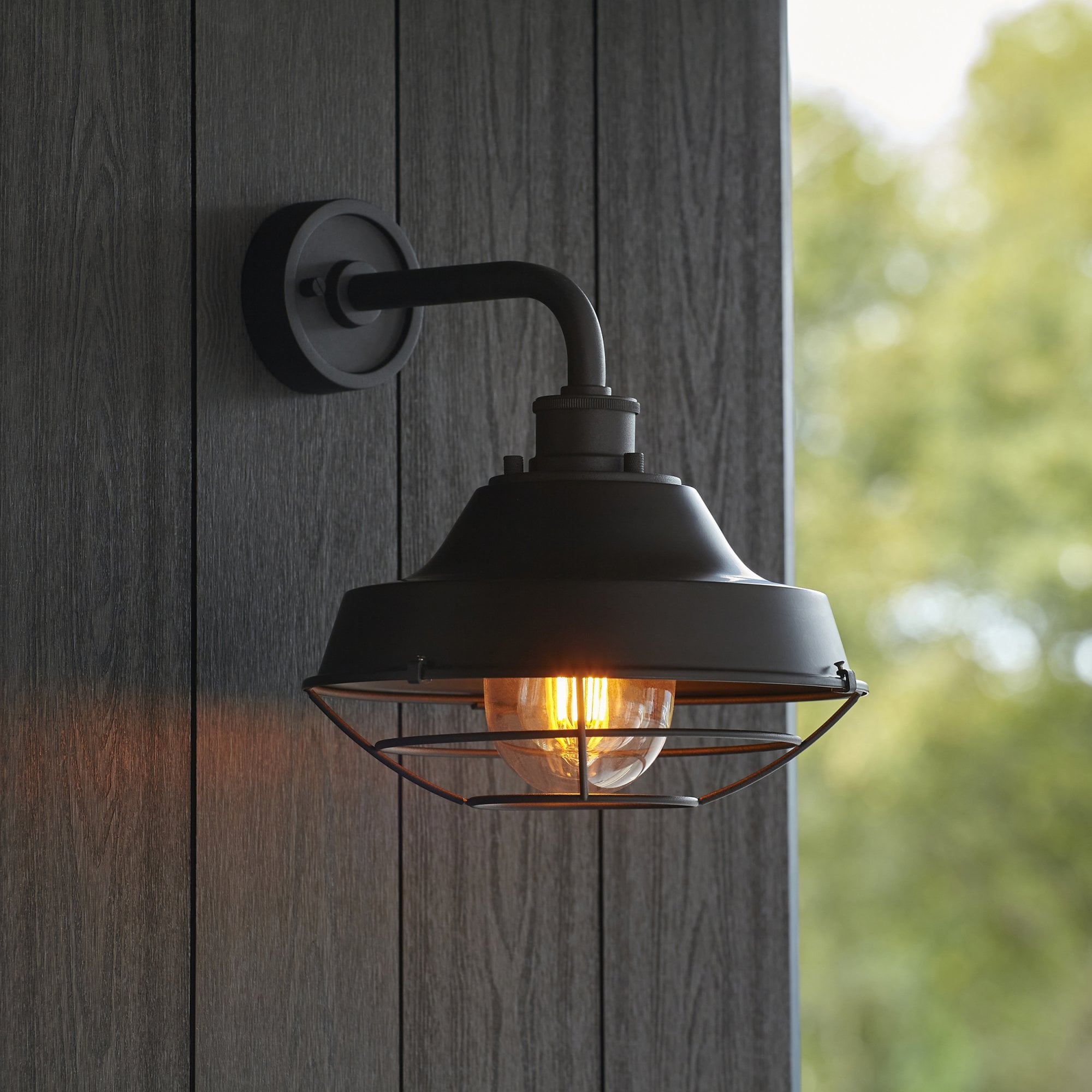 Endon Coop Caged Single Wall Light - Textured Black