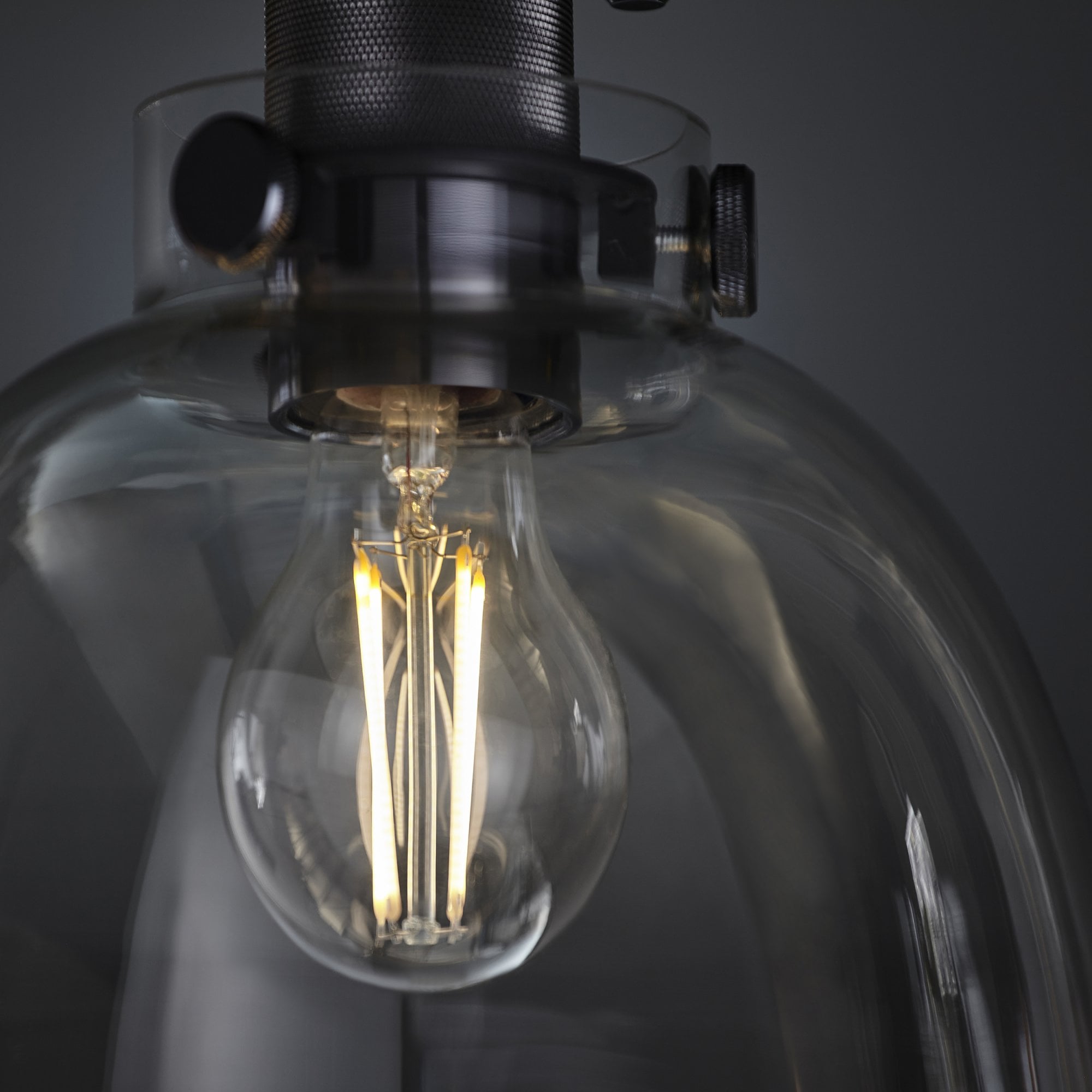 Utopia Cupola Flush Ceiling Light - Black Chrome & Tinted Glass