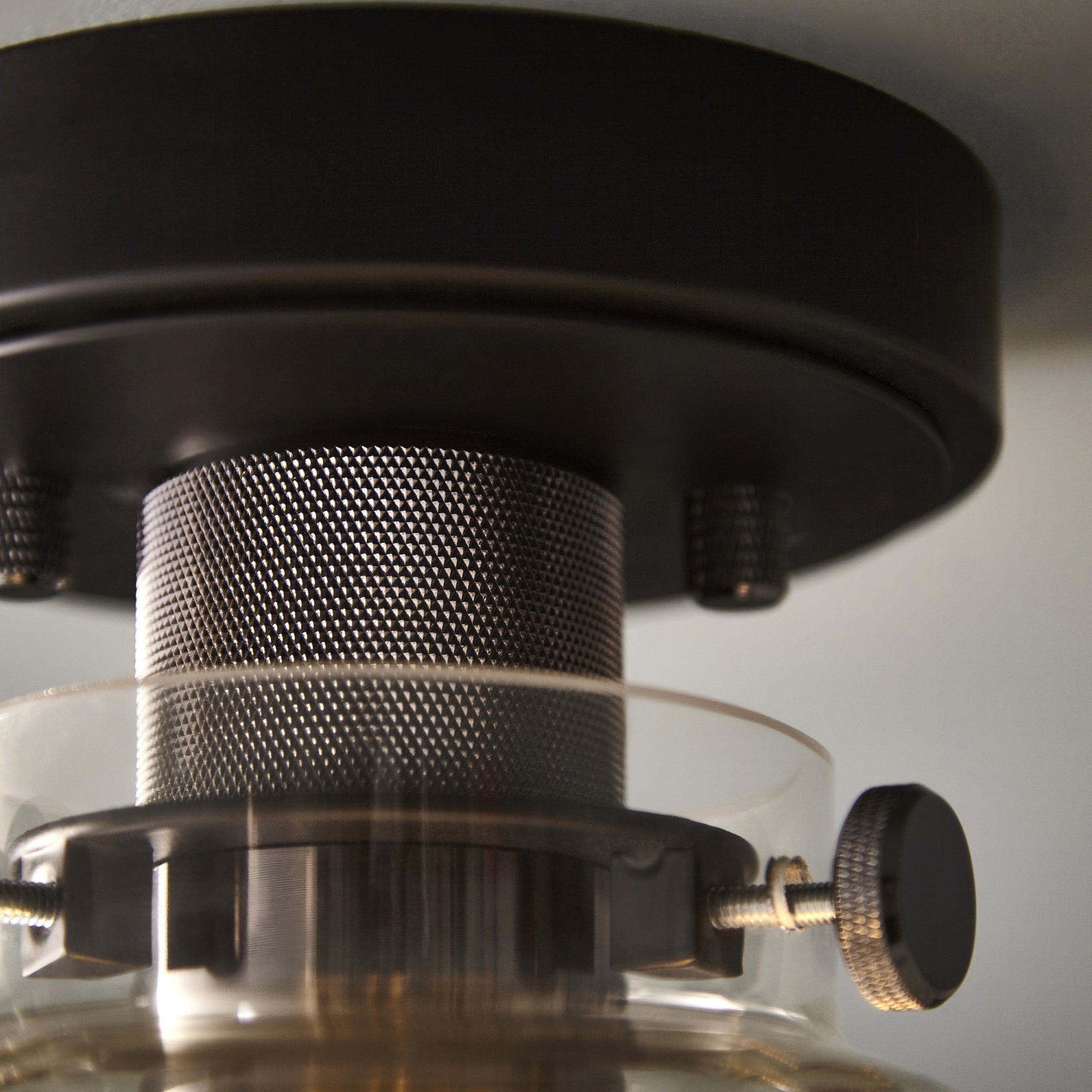Utopia Cupola Flush Ceiling Light - Black Chrome & Tinted Glass