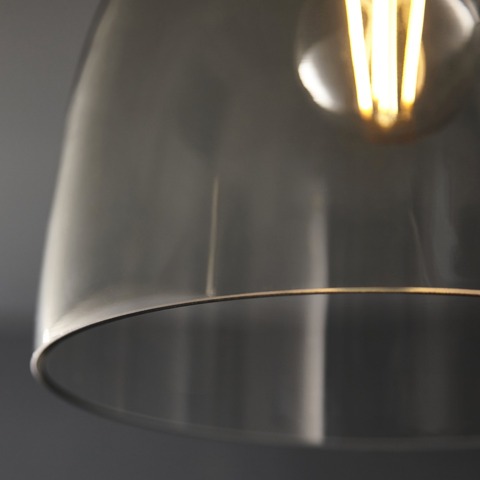 Utopia Cupola Flush Ceiling Light - Black Chrome & Tinted Glass