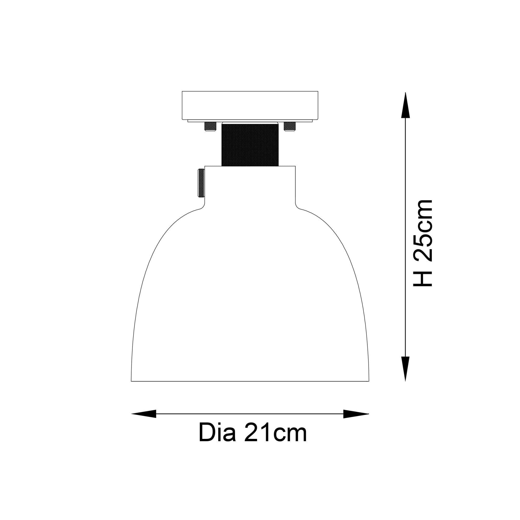 Utopia Cupola Flush Ceiling Light - Black Chrome & Tinted Glass