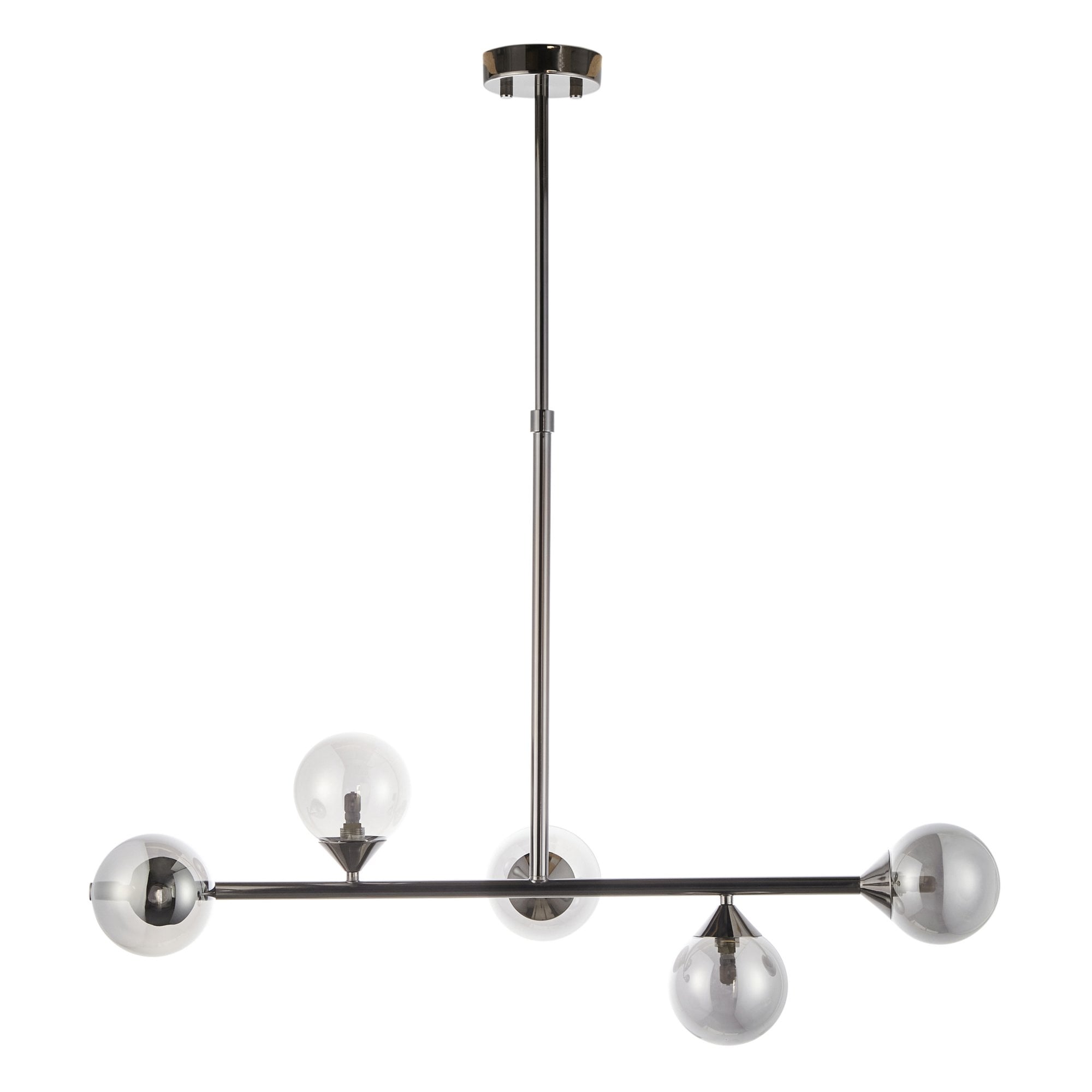 Utopia Hazy Linear Ceiling Pendant - Matt Black & Smokey Mirror Glass