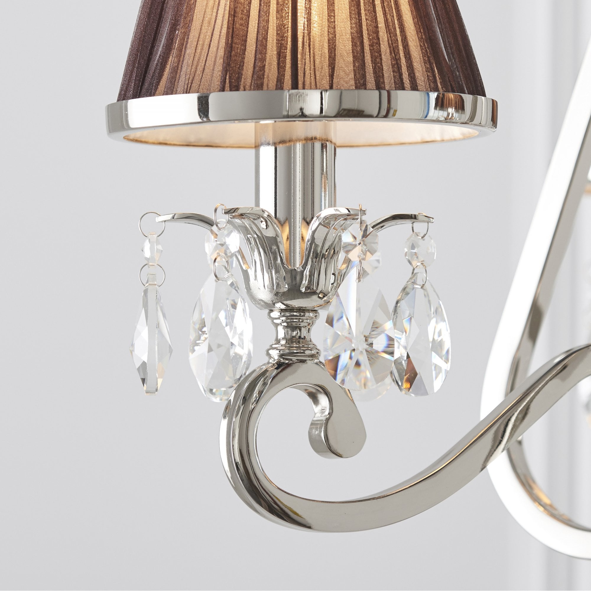 Interiors 1900 Oksana 3 Light Pendant - Nickel & Chocolate Shades