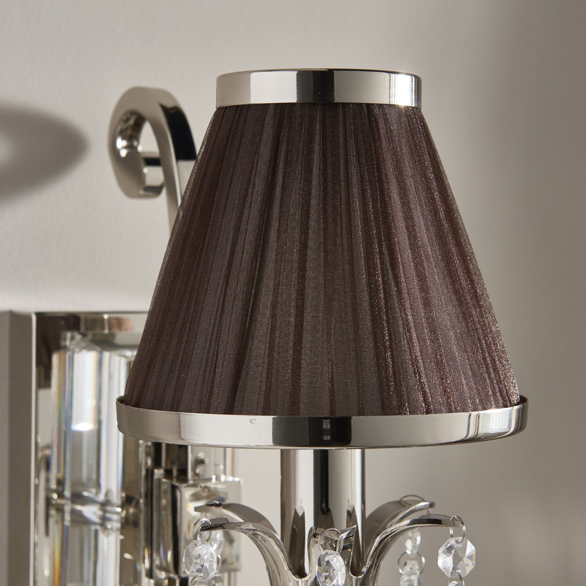 Interiors 1900 Oksana Single Wall Light - Nickel & Chocolate Shade