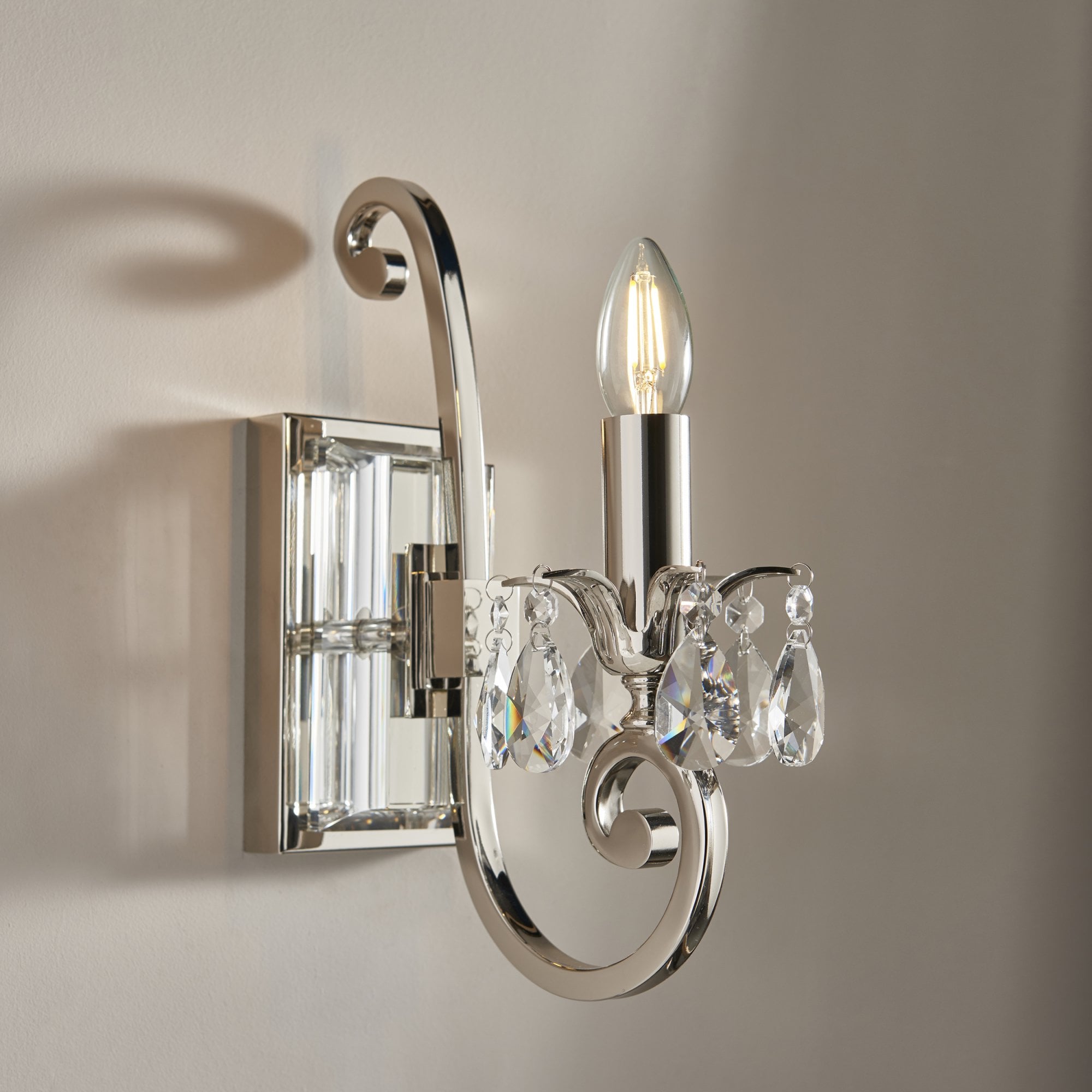 Interiors 1900 Oksana Single Wall Light - Nickel & Chocolate Shade