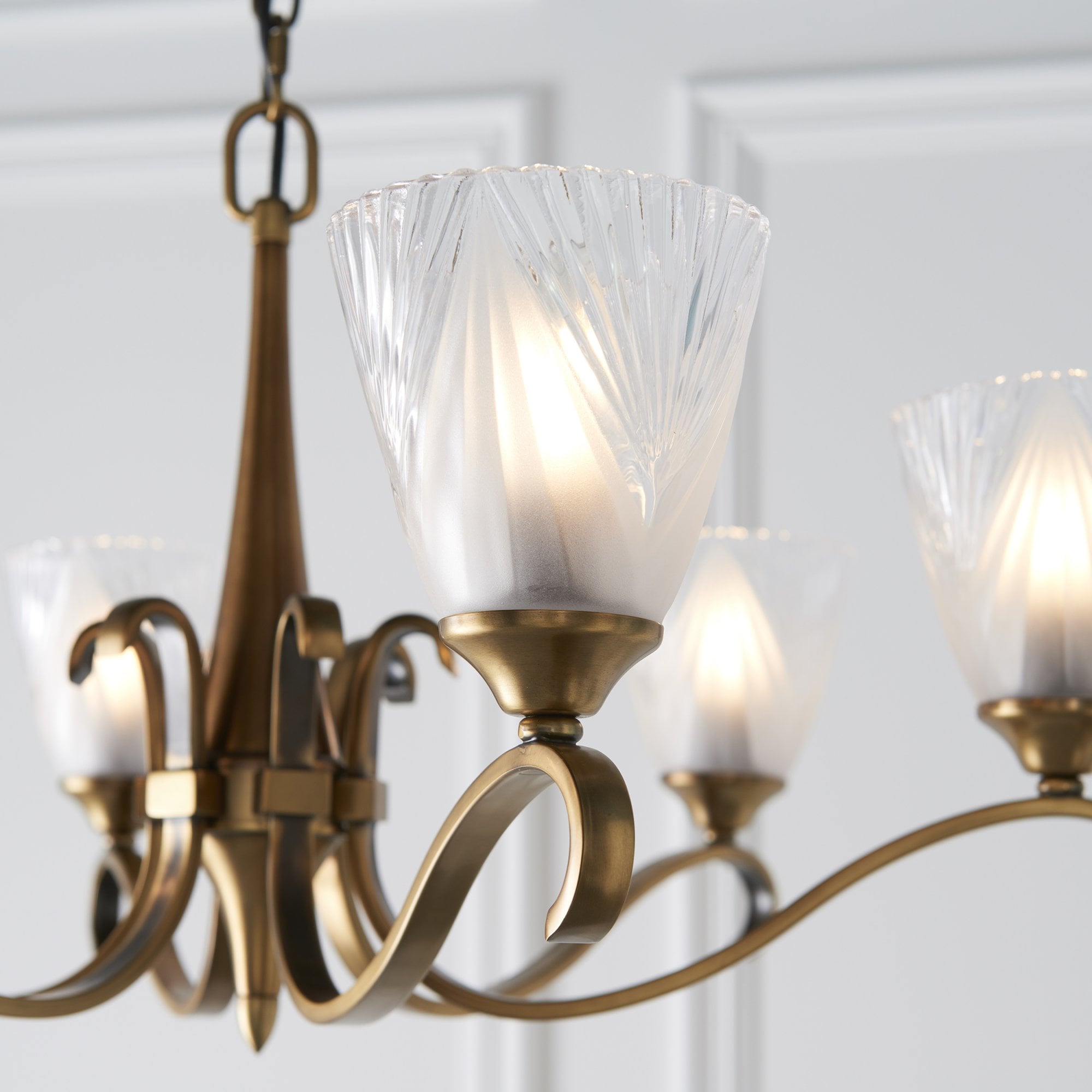 Interiors 1900 Columbia 6 Light Pendant - Antique Brass with Clear & Frosted Glass