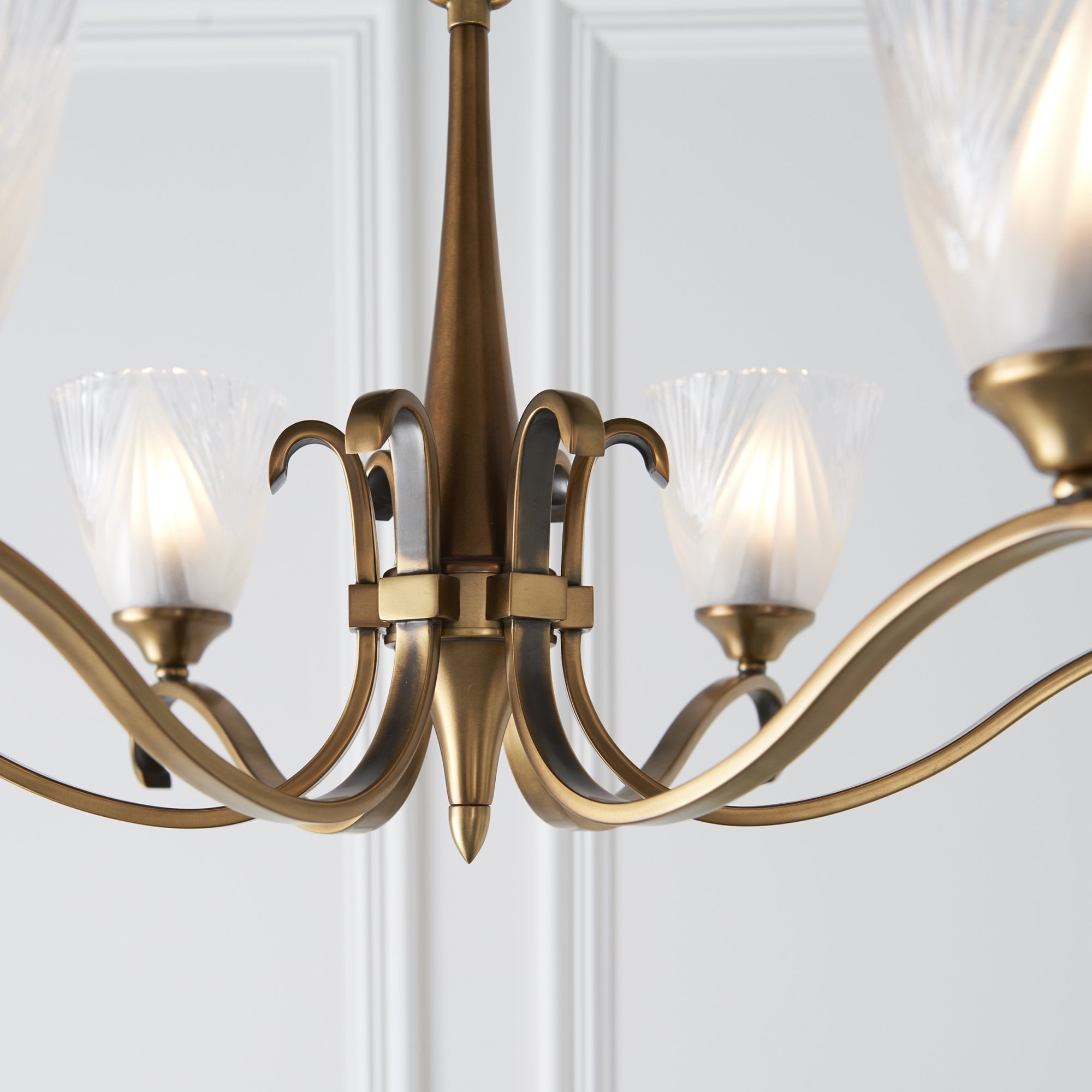 Interiors 1900 Columbia 6 Light Pendant - Antique Brass with Clear & Frosted Glass
