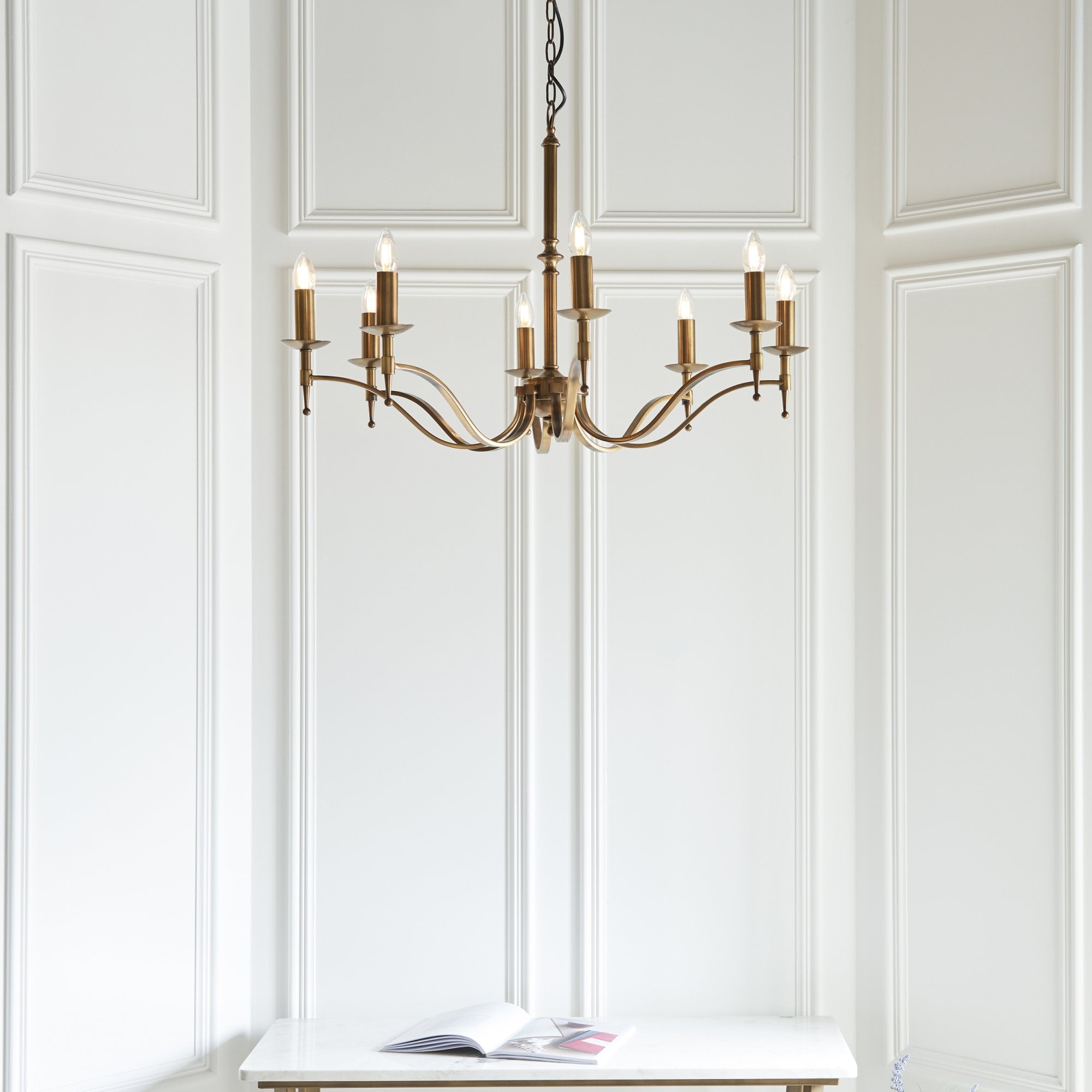 Interiors 1900 Stanford 8 Light Pendant - Antique Brass