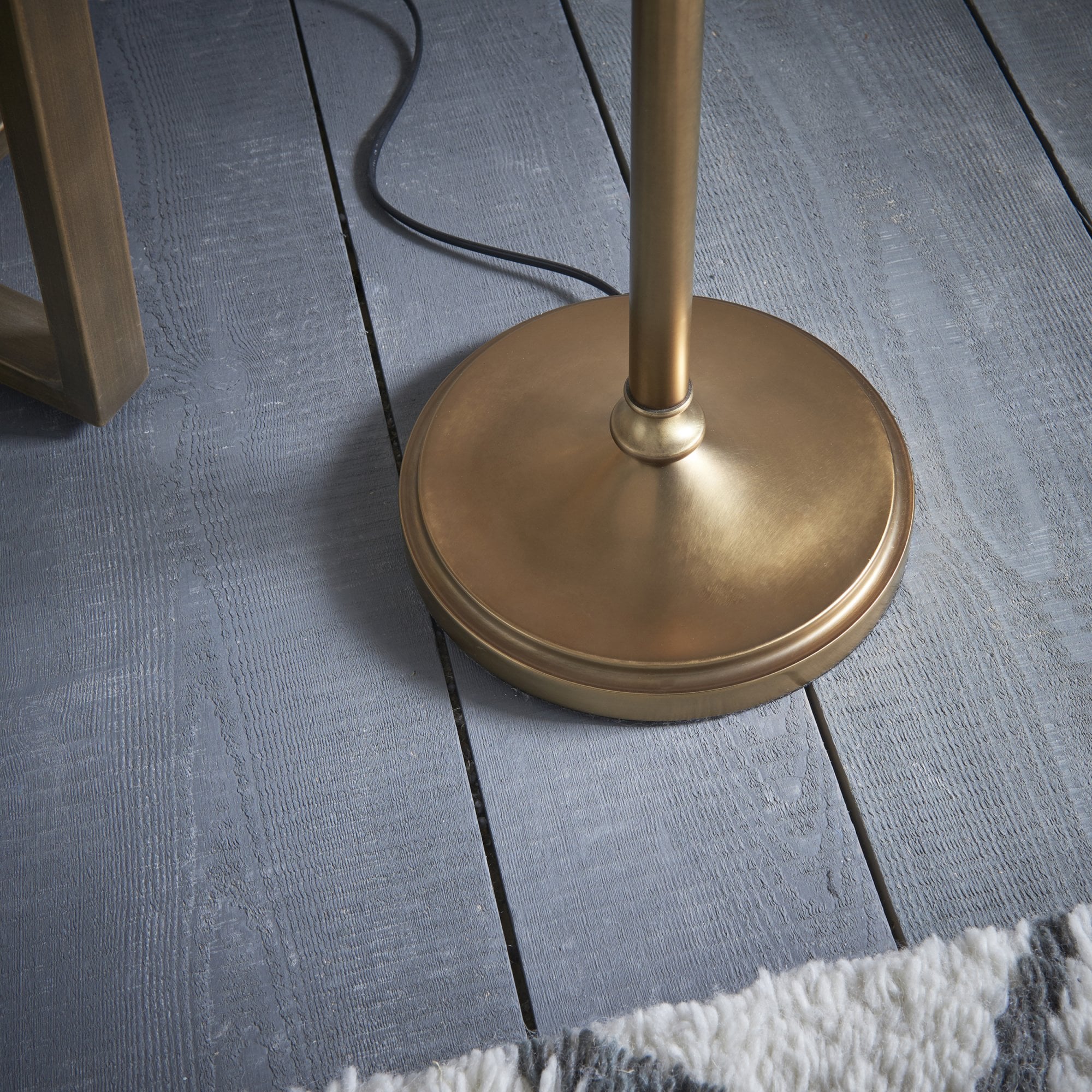 Interiors 1900 Stanford Floor Lamp - Antique Brass & Beige Shade