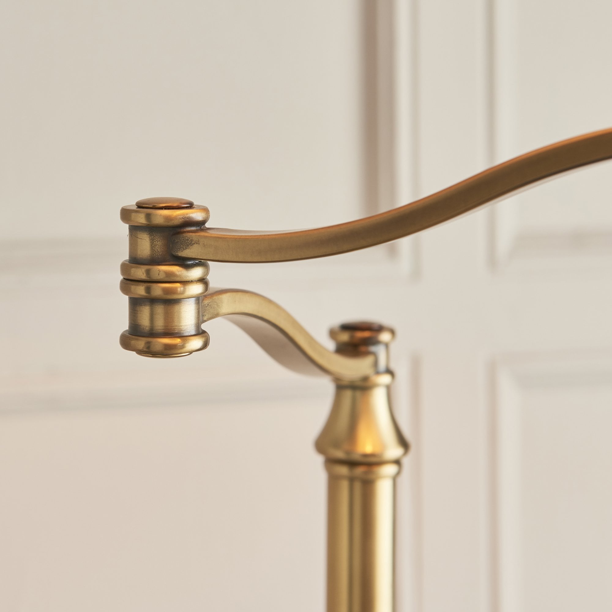 Interiors 1900 Stanford Swing Arm Floor Lamp - Antique Brass & Beige Shade