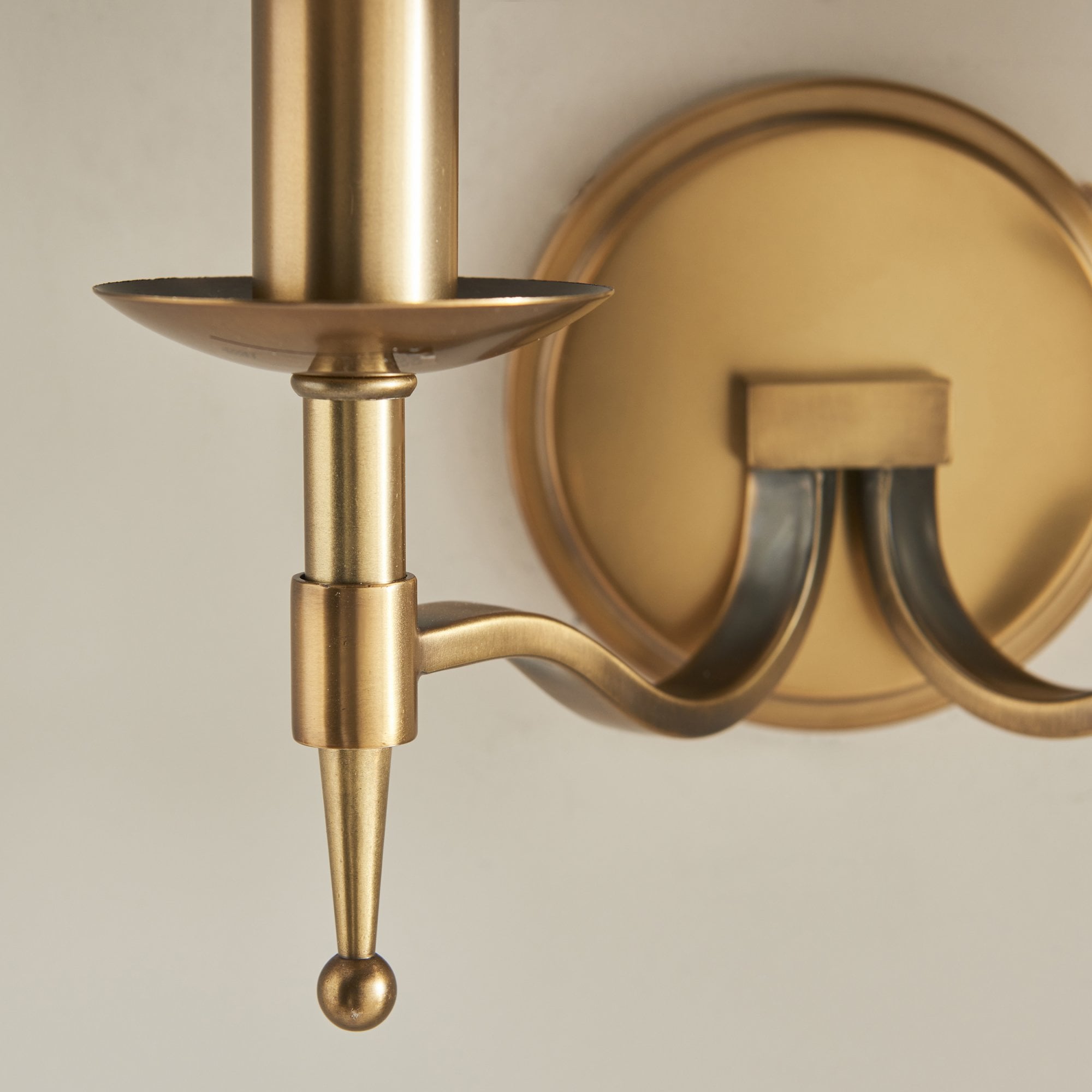 Interiors 1900 Stanford 2 Light Wall Light - Antique Brass & Beige Organza Shades