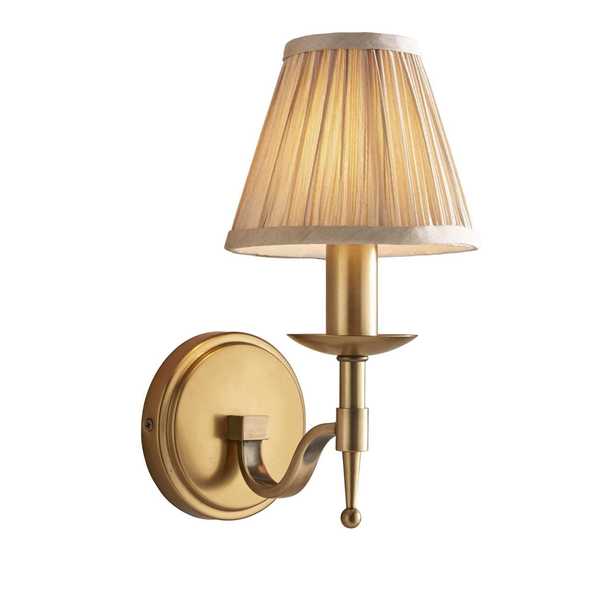 Interiors 1900 Stanford Single Wall Light - Antique Brass & Beige Organza Shade