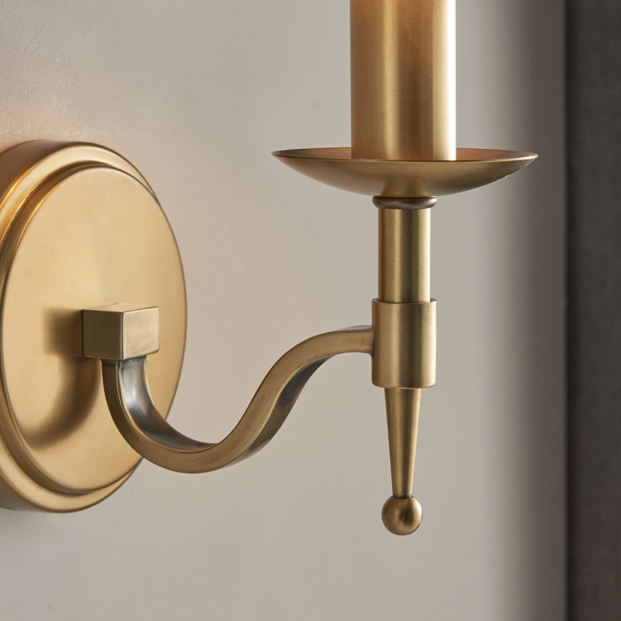 Interiors 1900 Stanford Single Wall Light - Antique Brass & Beige Organza Shade