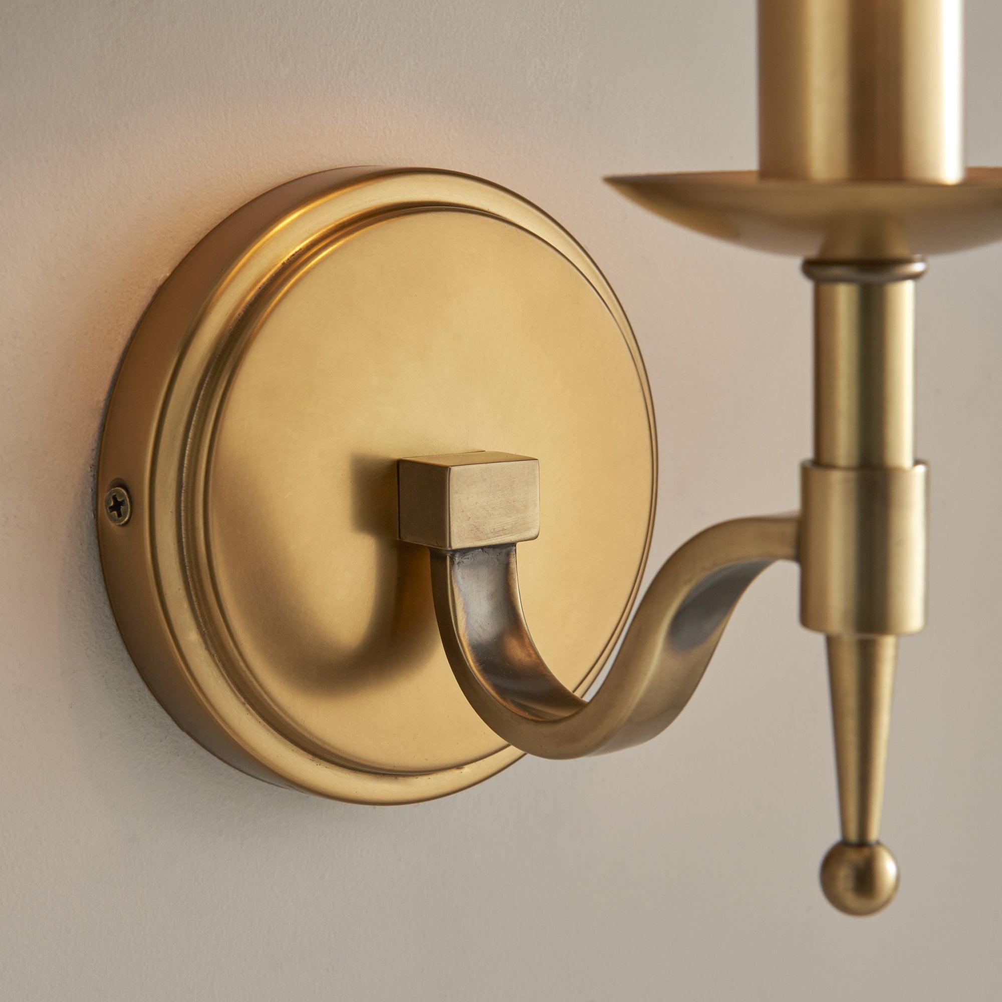 Interiors 1900 Stanford Single Wall Light - Antique Brass & Beige Organza Shade