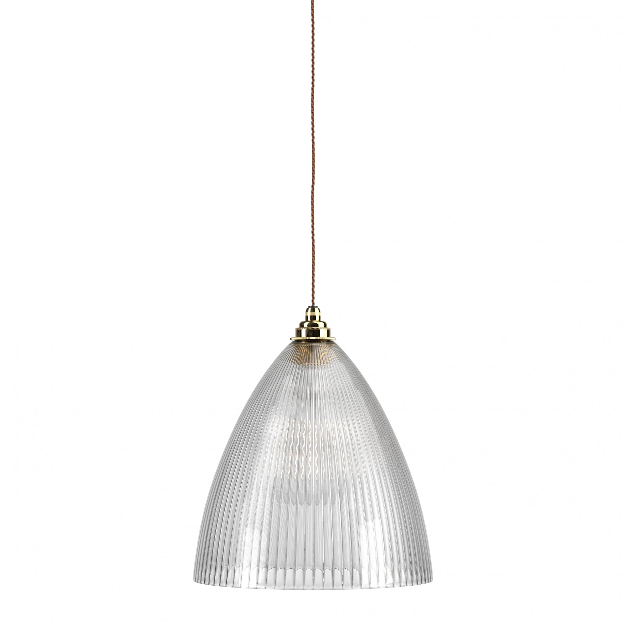 Fritz Fryer Ledbury Skinny Ribbed Glass  Pendant Light - XL (Various Colour Options)
