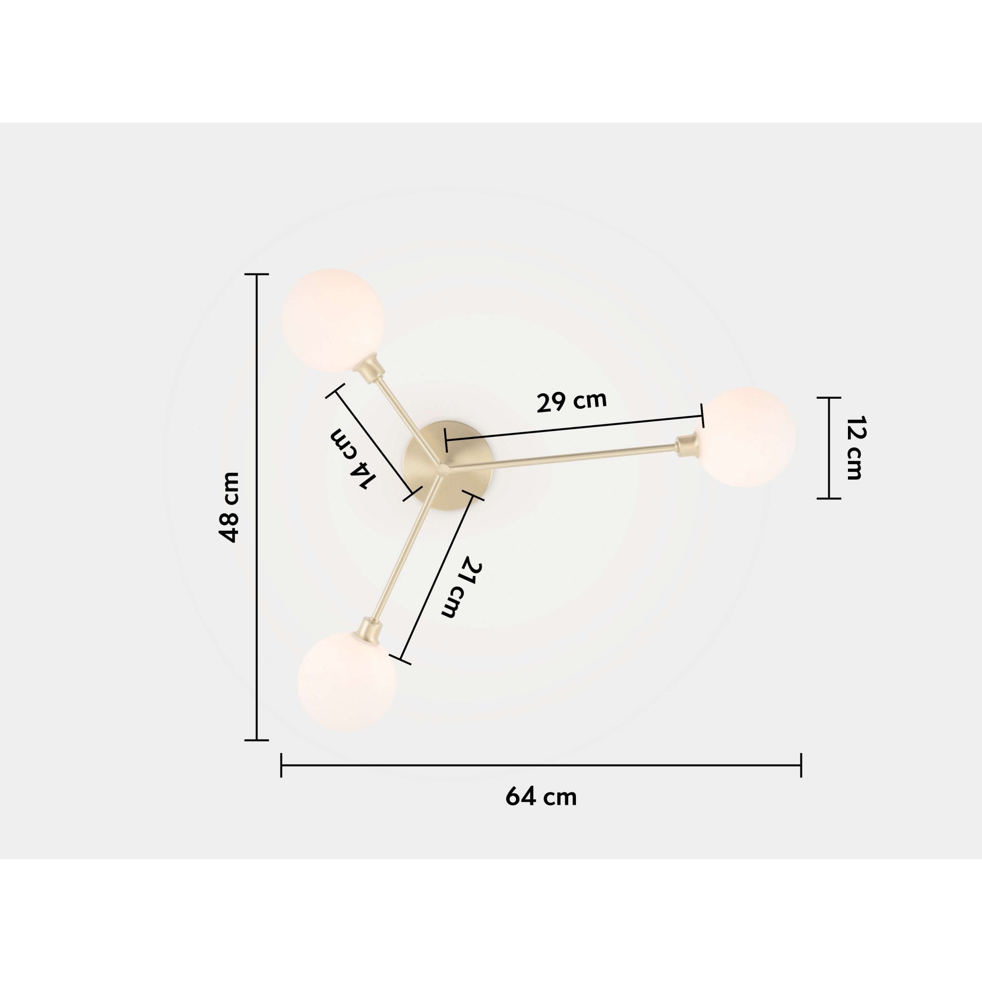 houseof. Flush 3 Light Ceiling Light - Brass