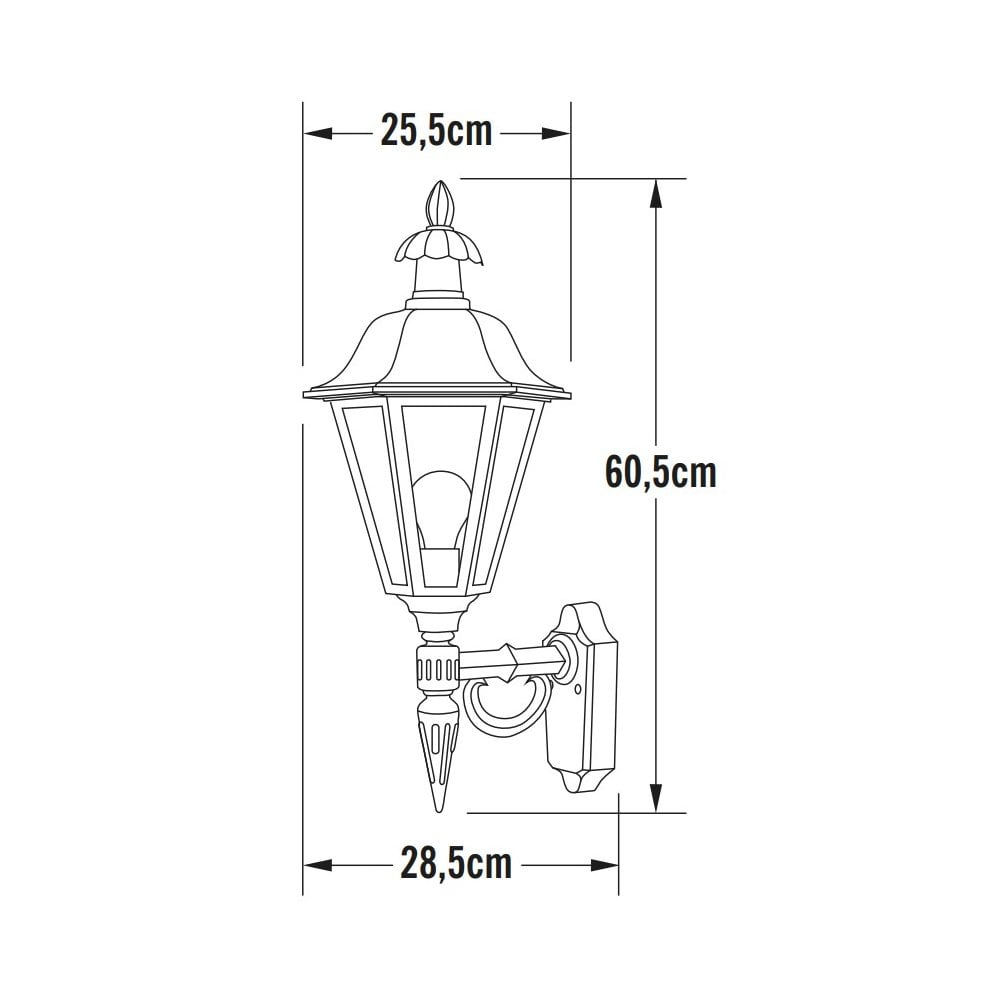 Konstsmide Pallas Large Up Wall Light - Matt Black