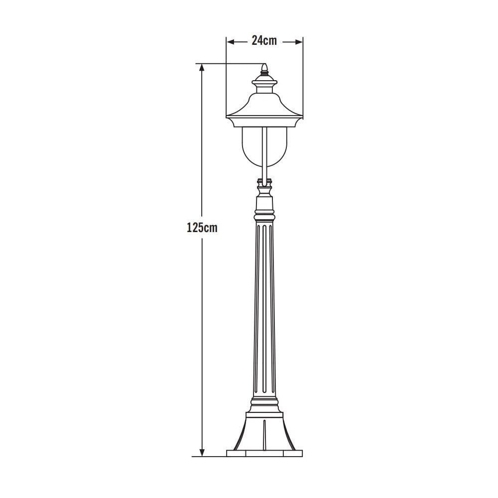 Konstsmide Parma Pathway Light - Matt Black with Stainless Steel Hat