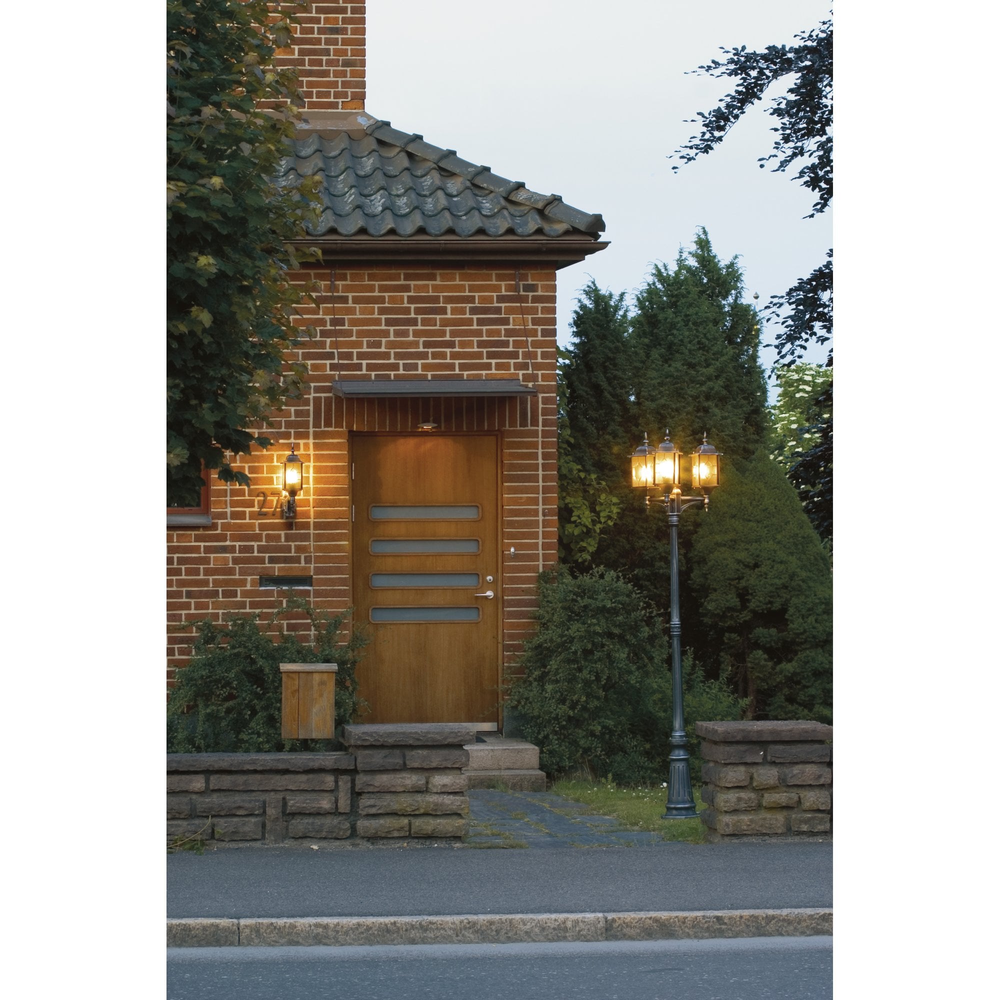 Konstsmide Milano Triple Head Lampost - Black