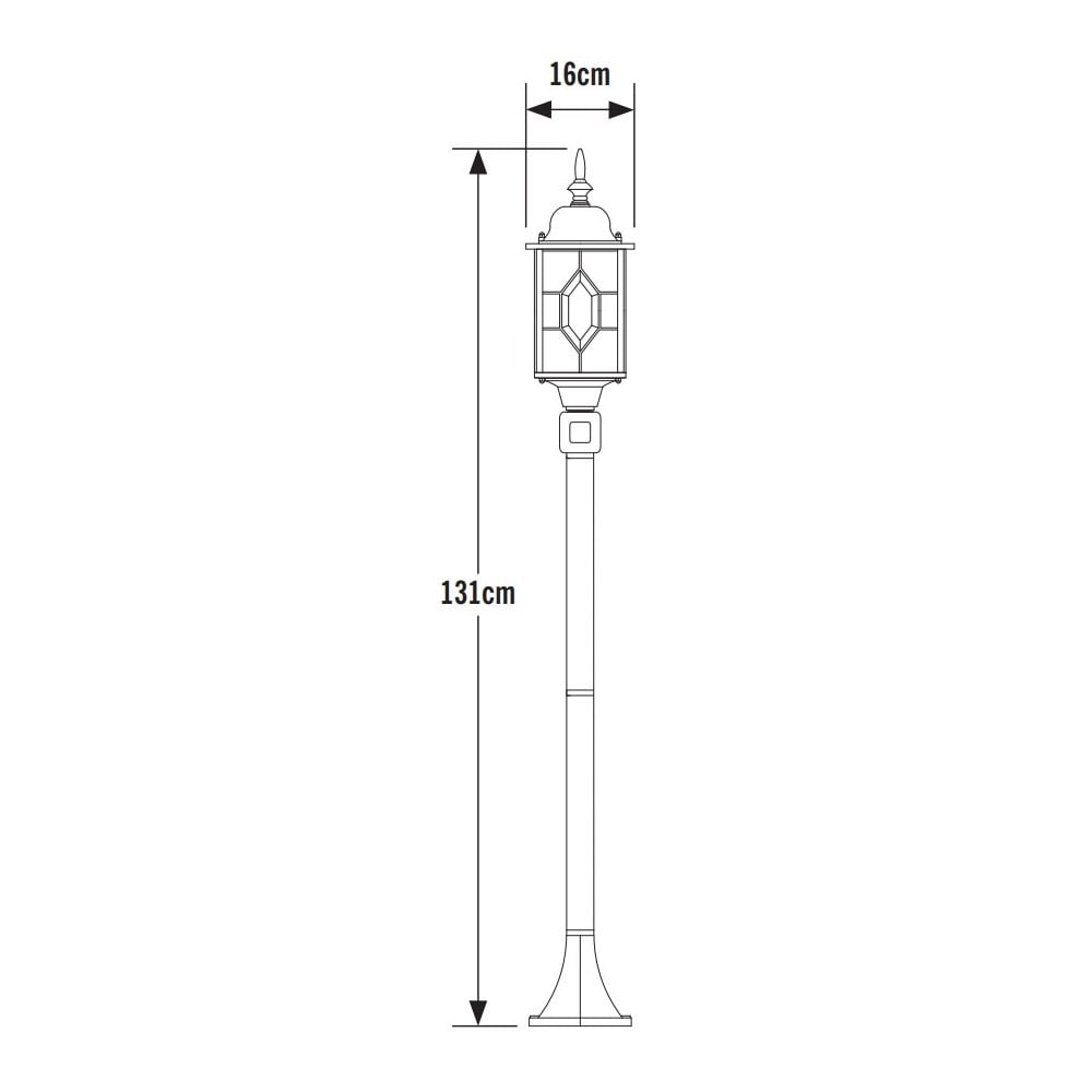 Konstsmide Milano Single Post Light with PIR - Black