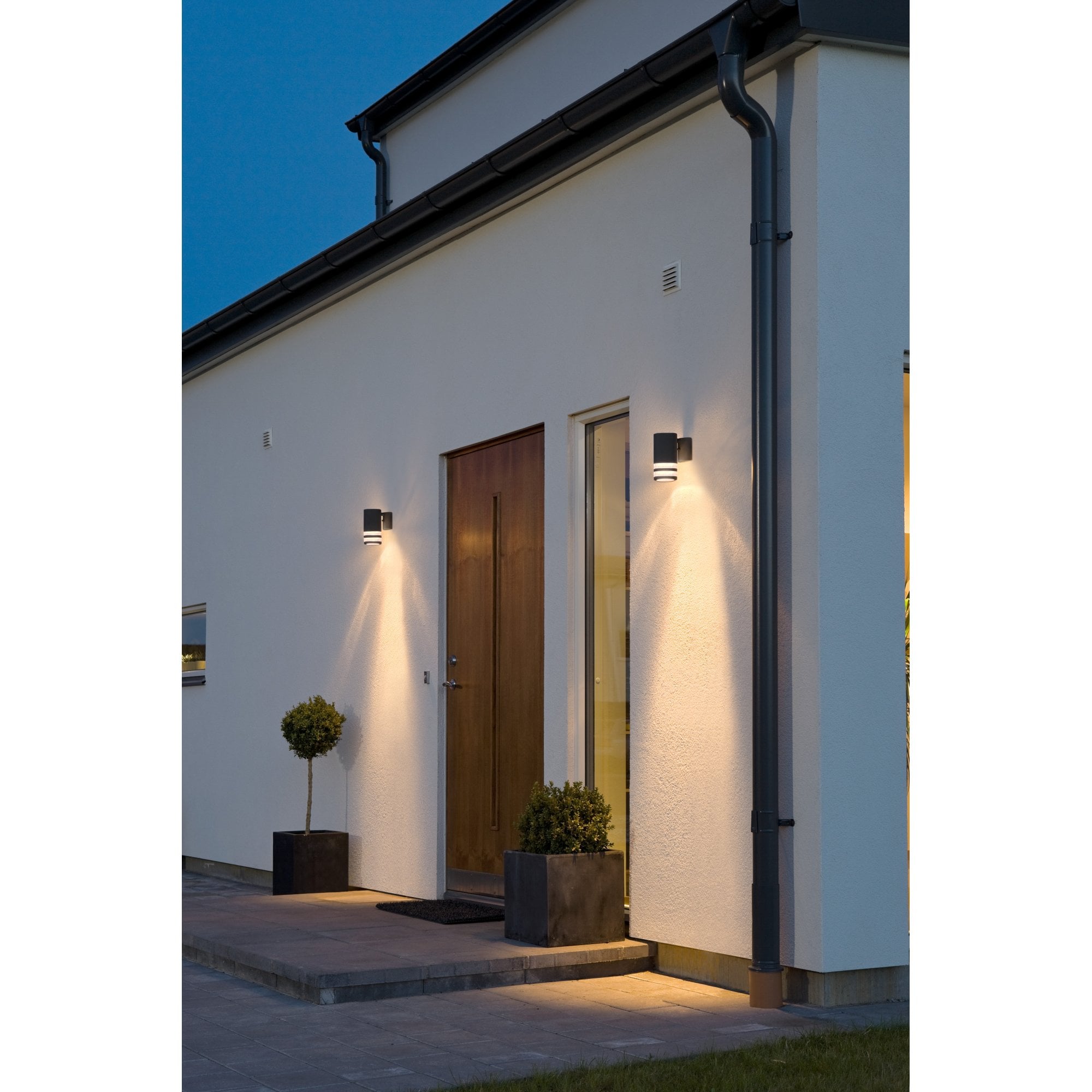 Konstsmide Modena Double Ring Down Wall Light - Matt Black
