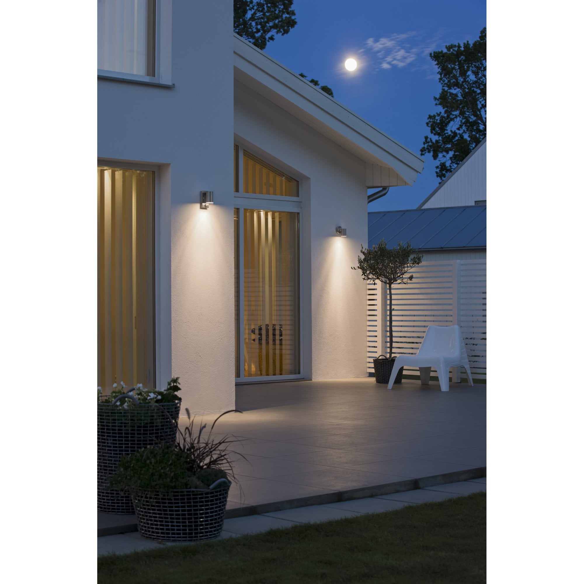 Konstsmide Modena Down Wall Light with PIR - Stainless Steel