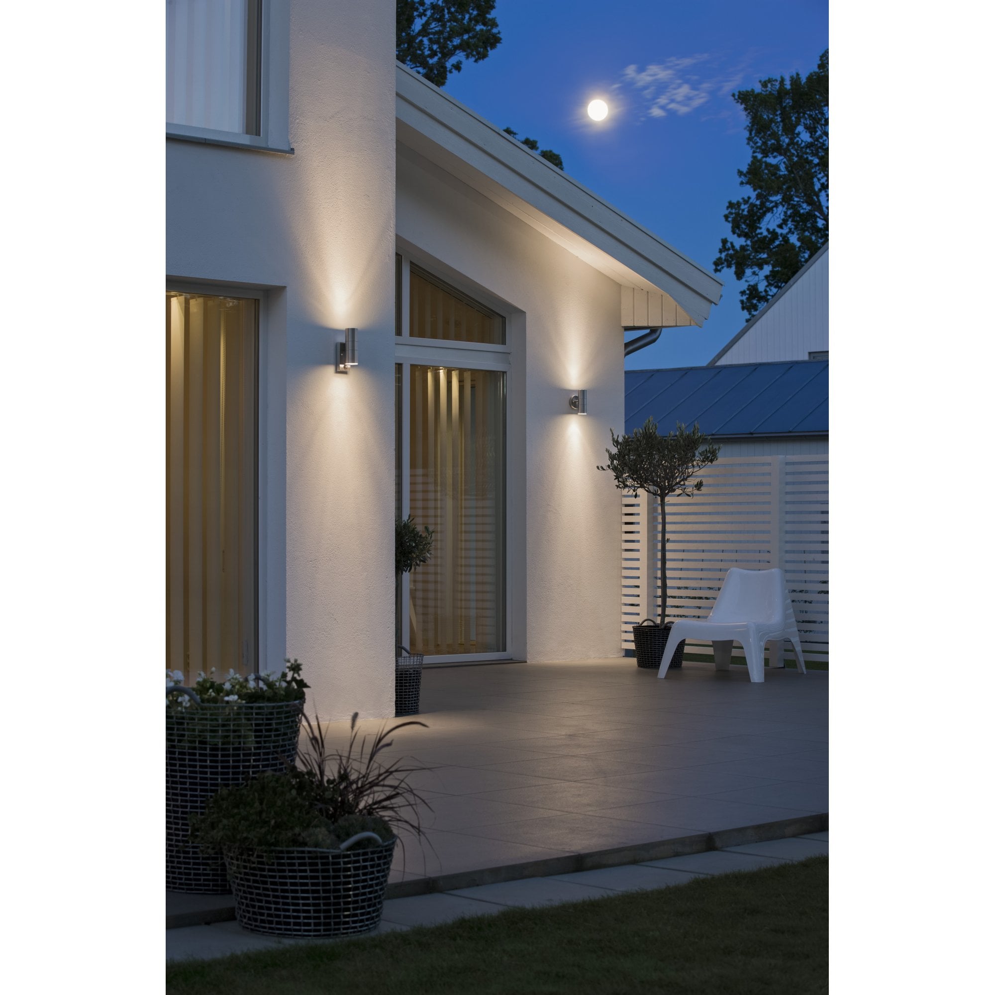 Konstsmide Modena Up/Down Wall Light with PIR - Stainless Steel