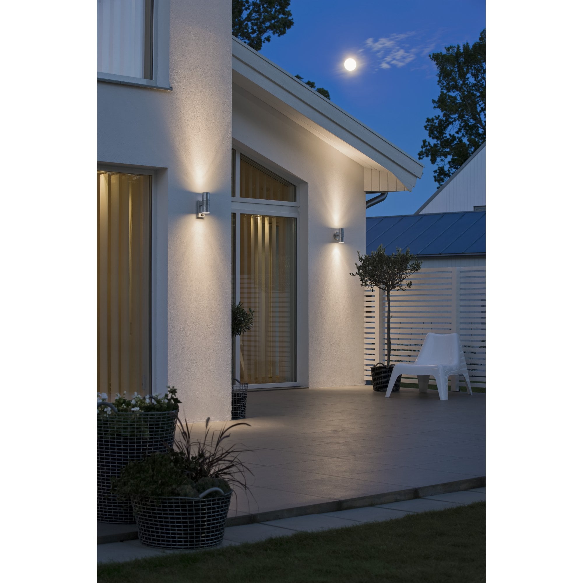 Konstsmide Modena Up/Down Wall Light with PIR - Galvanised