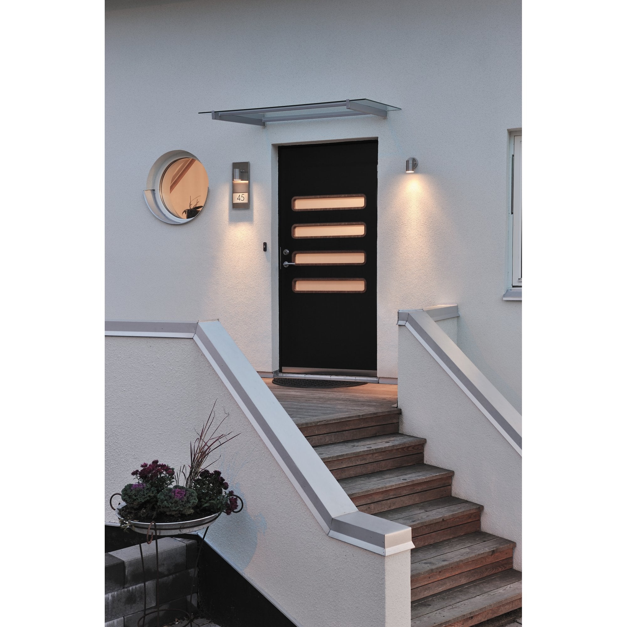 Konstsmide Modena House Number Wall Light - Stainless Steel