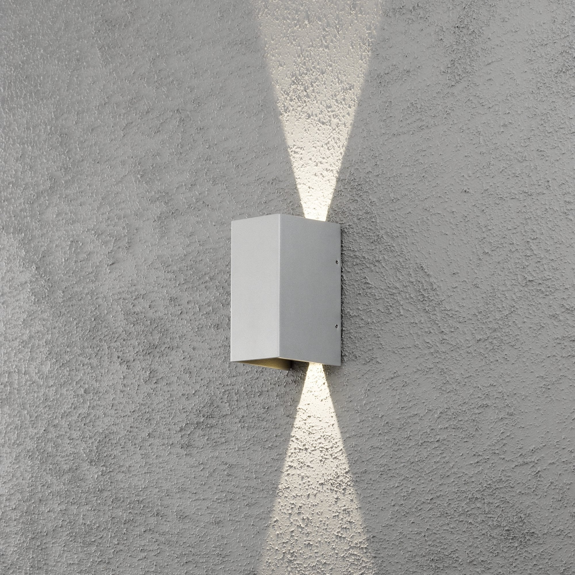 Konstsmide Cremona Rectangular LED Up/Down Wall Light - Aluminium