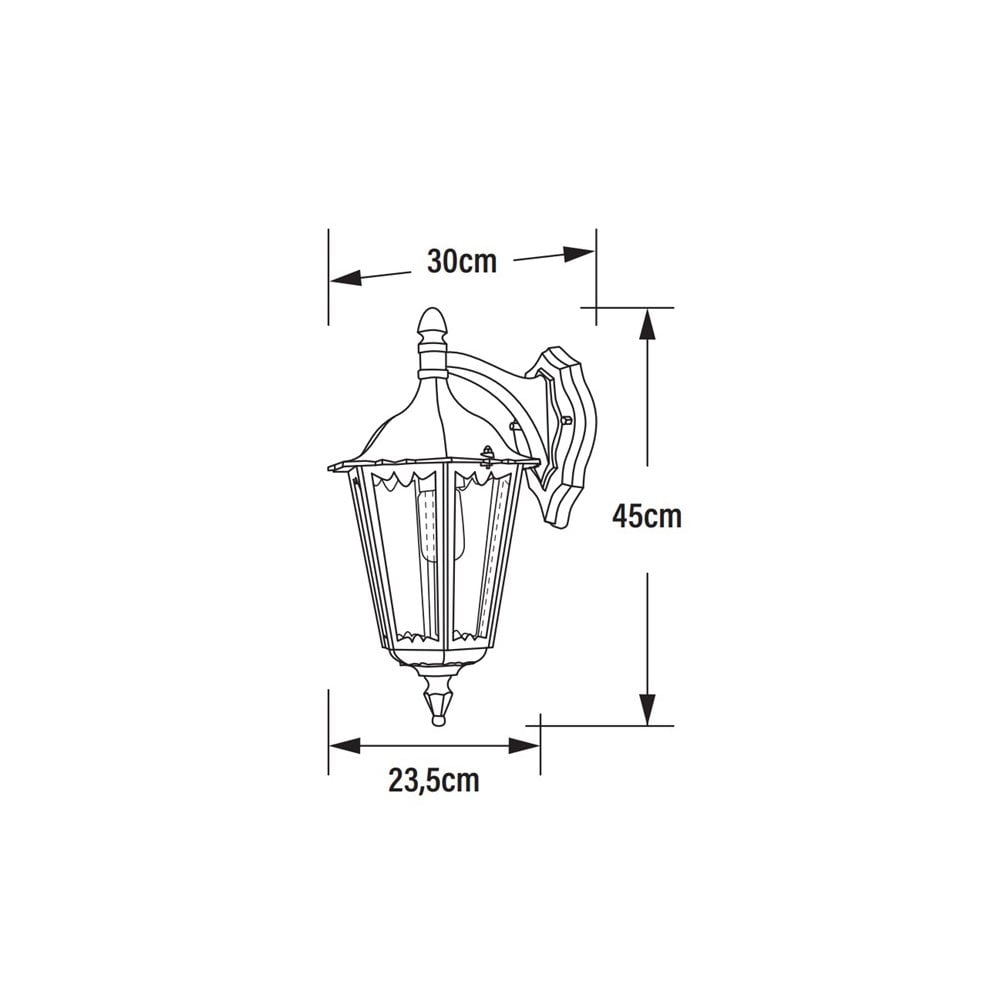 Konstsmide Firenze 45cm Down Wall Light - Matt Black