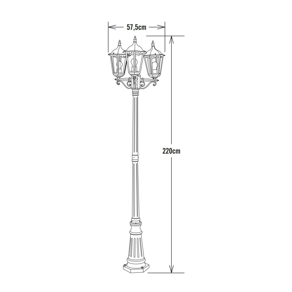 Konstsmide Firenze Triple Head Lampost - Green