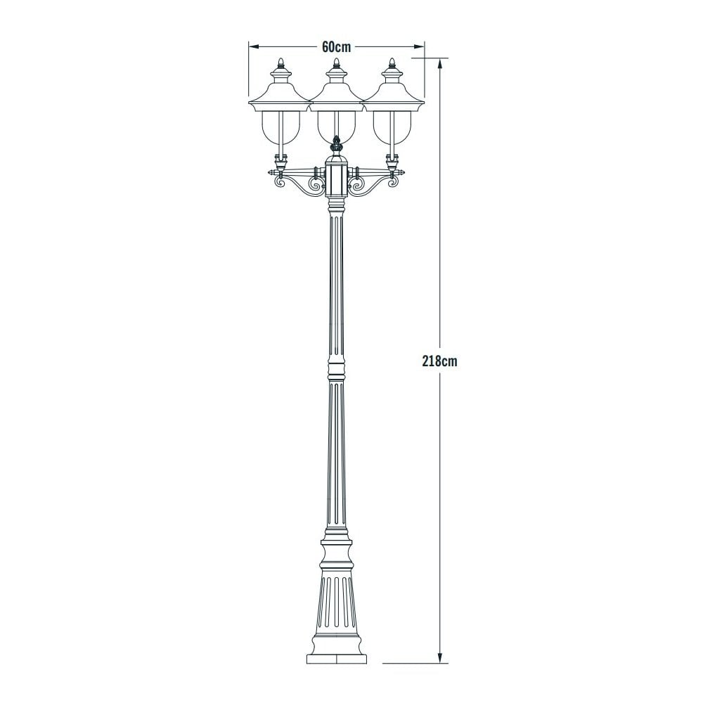 Konstsmide Parma Triple Head Lampost - Matt White