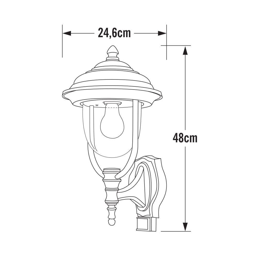 Konstsmide Parma Up Wall Light With PIR - Matt Black