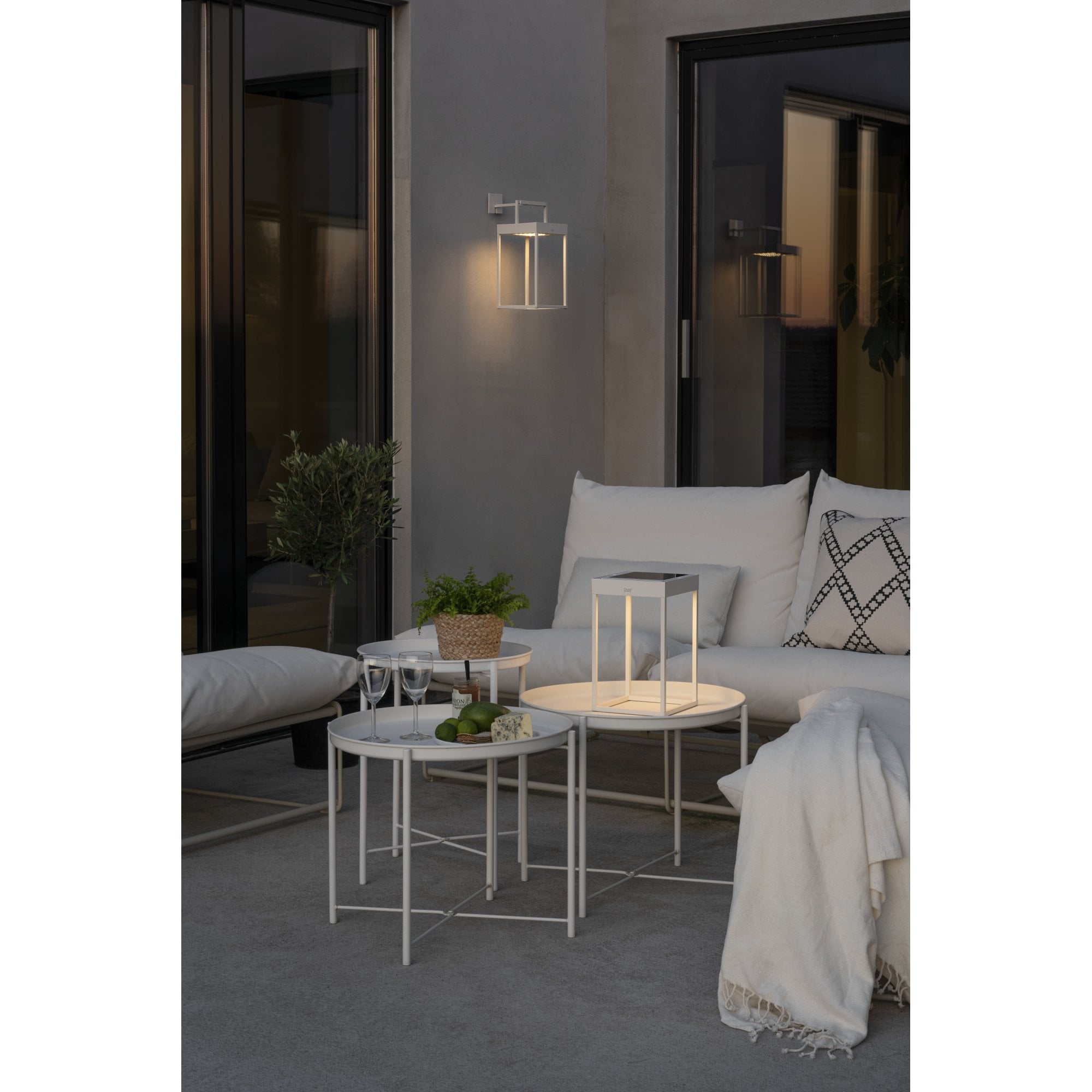 Konstsmide Portofino Solar Lantern with USB - Matt White