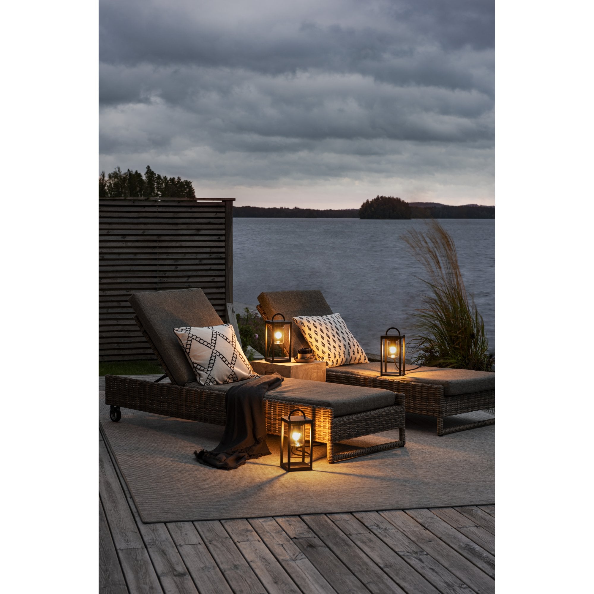 Konstsmide Bologna Outdoor LED Floor Lantern - Matt Black