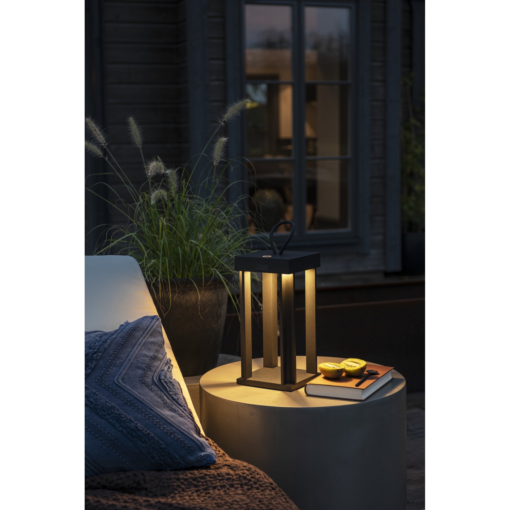Konstsmide Cannes Outdoor Lantern With USB - Matt Black