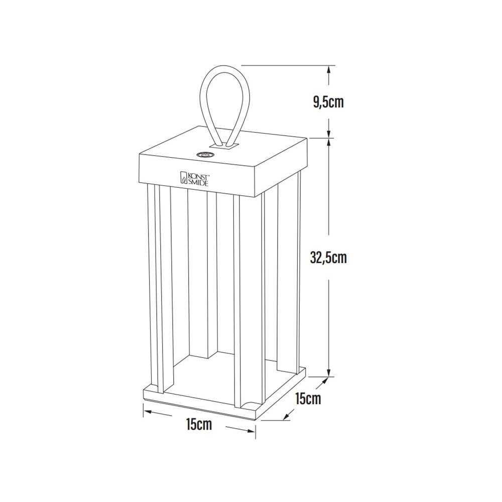 Konstsmide Cannes Outdoor Lantern With USB - Matt Black