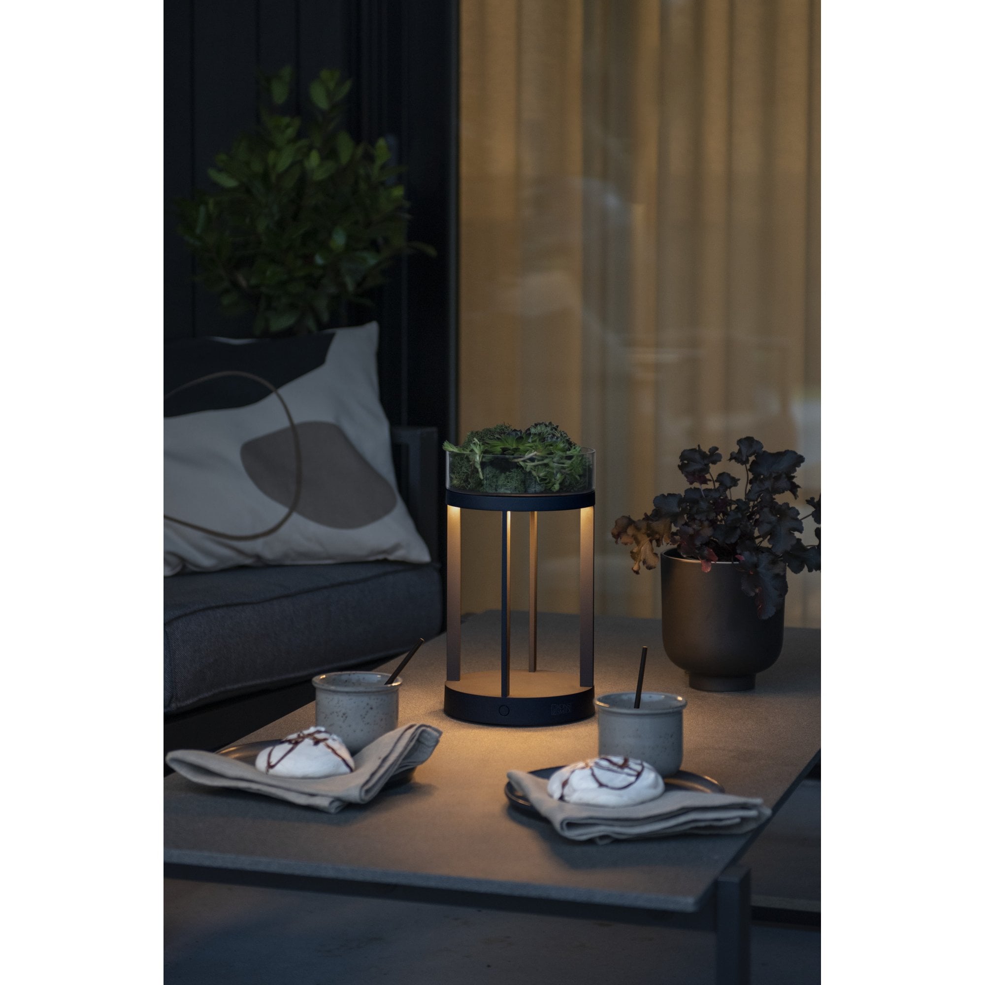 Konstsmide Chieti Outdoor Lantern with USB - Matt Black