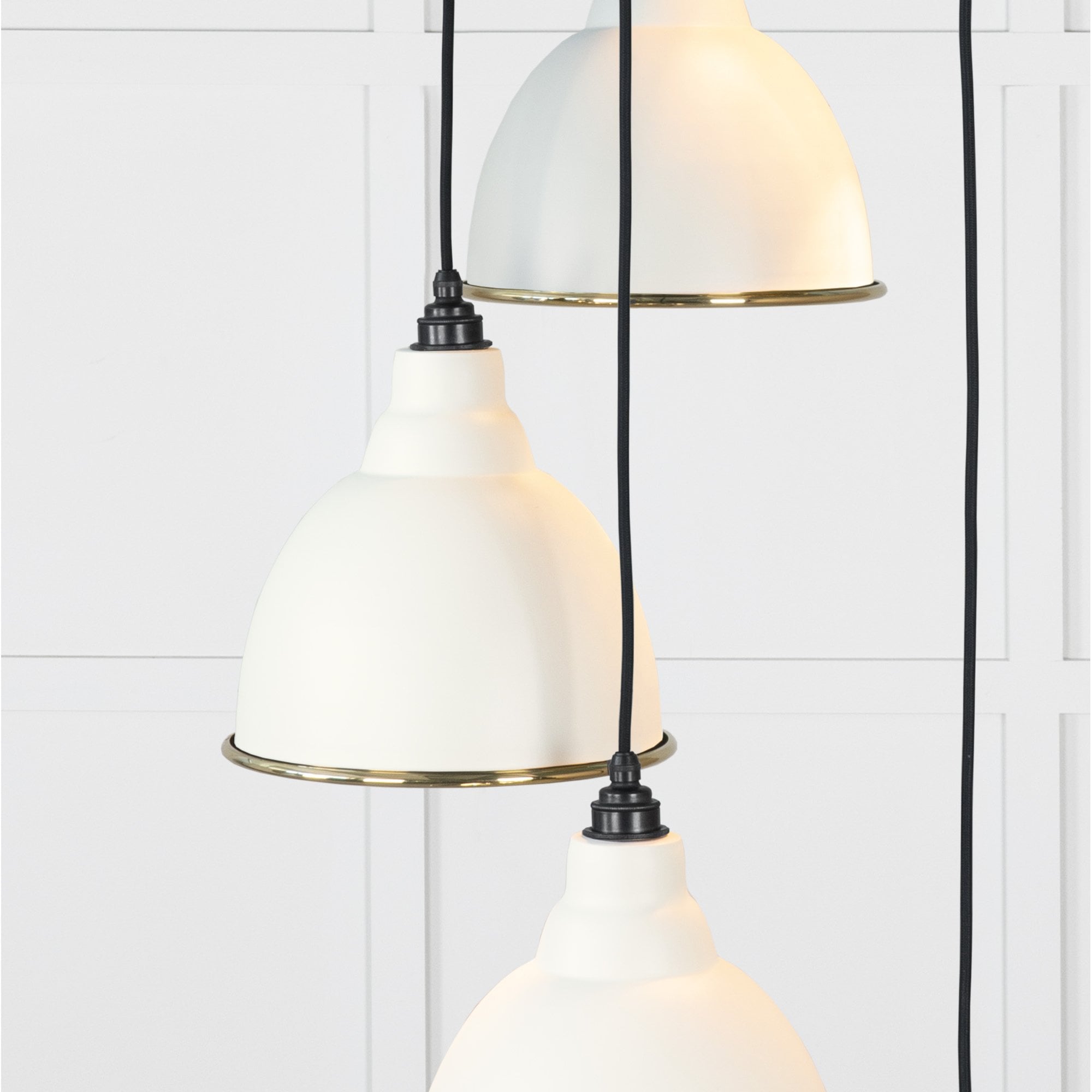 From The Anvil Smooth Brass Brindley Cluster Pendant - Teasel (Off White/Cream)