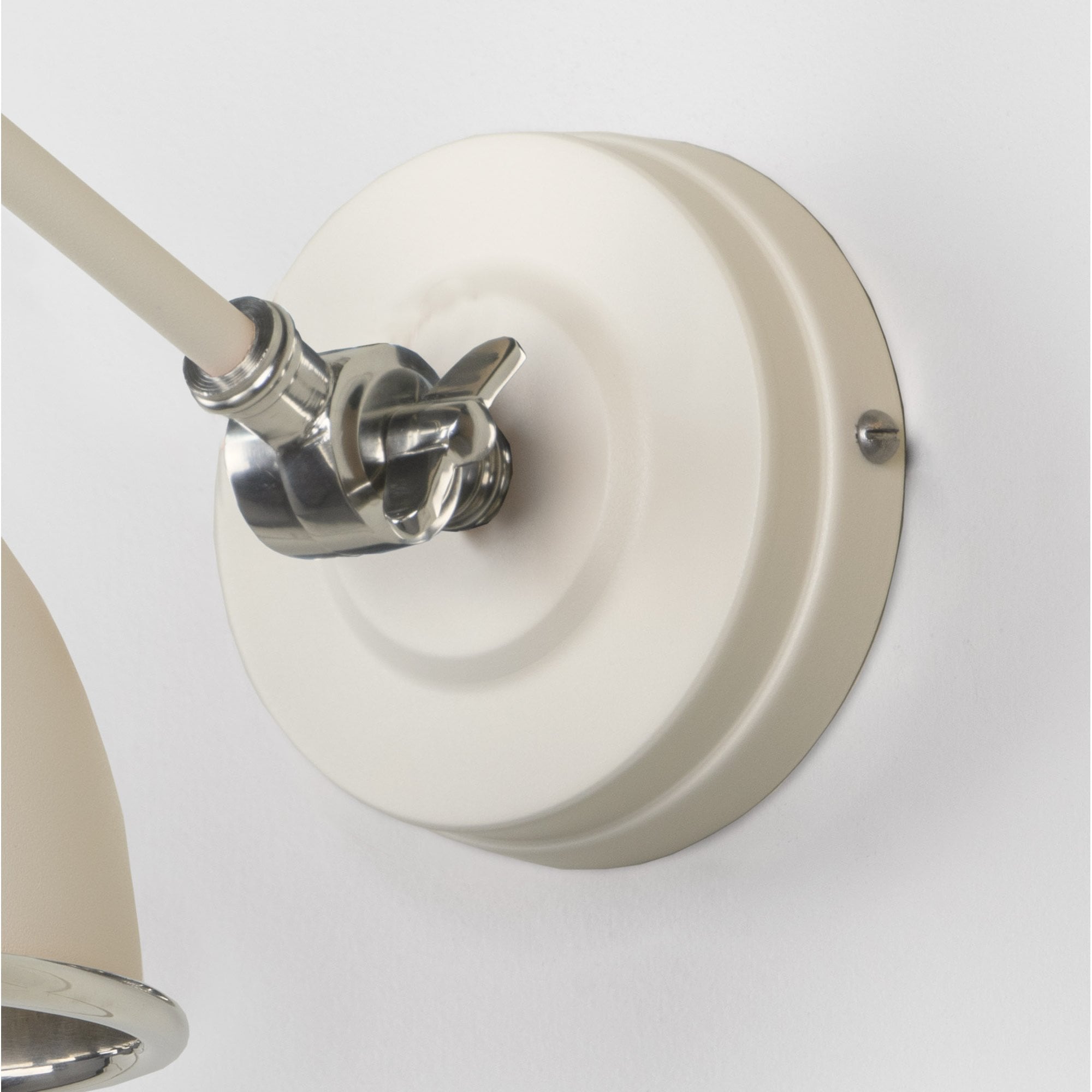 From The Anvil Smooth Nickel Brindley Wall Light - Teasel (Off White/Cream)