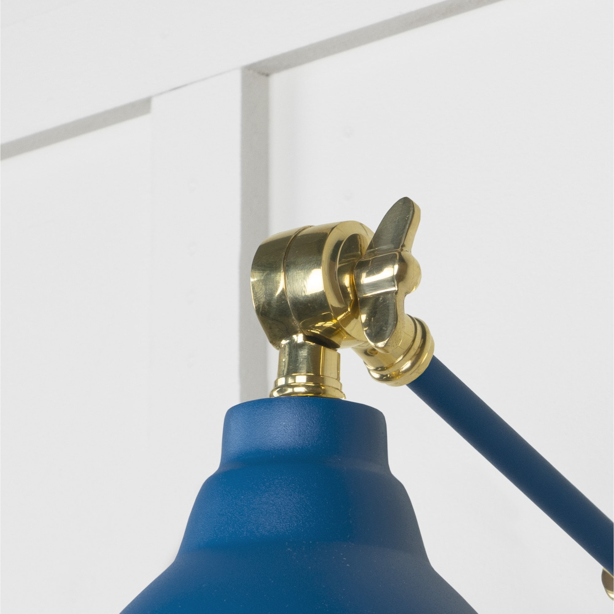 From The Anvil Smooth Brass Brindley Wall Light - Upstream (Blue)