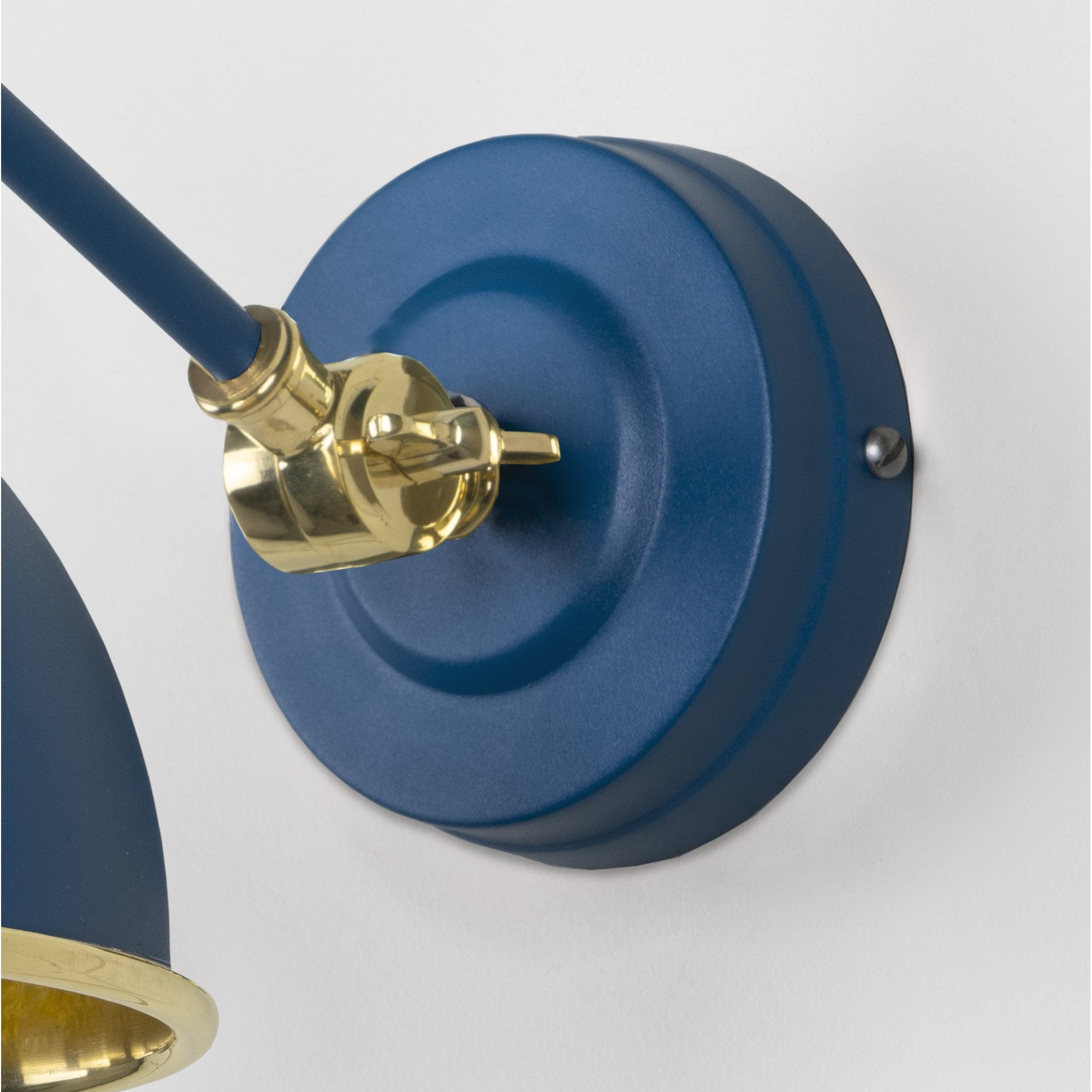 From The Anvil Smooth Brass Brindley Wall Light - Upstream (Blue)