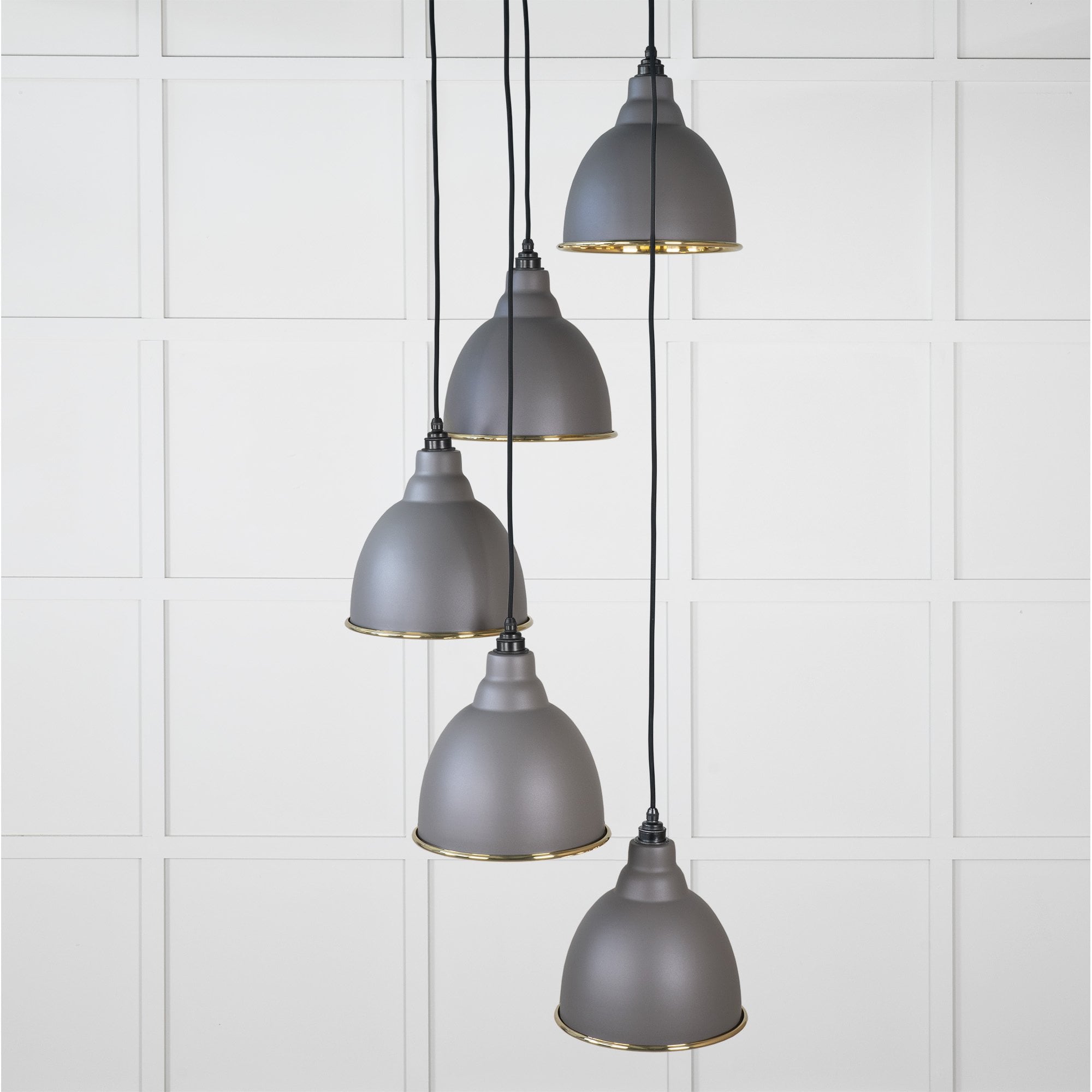 From The Anvil Hammered Brass Brindley Cluster Pendant - Bluff (Warm Grey)