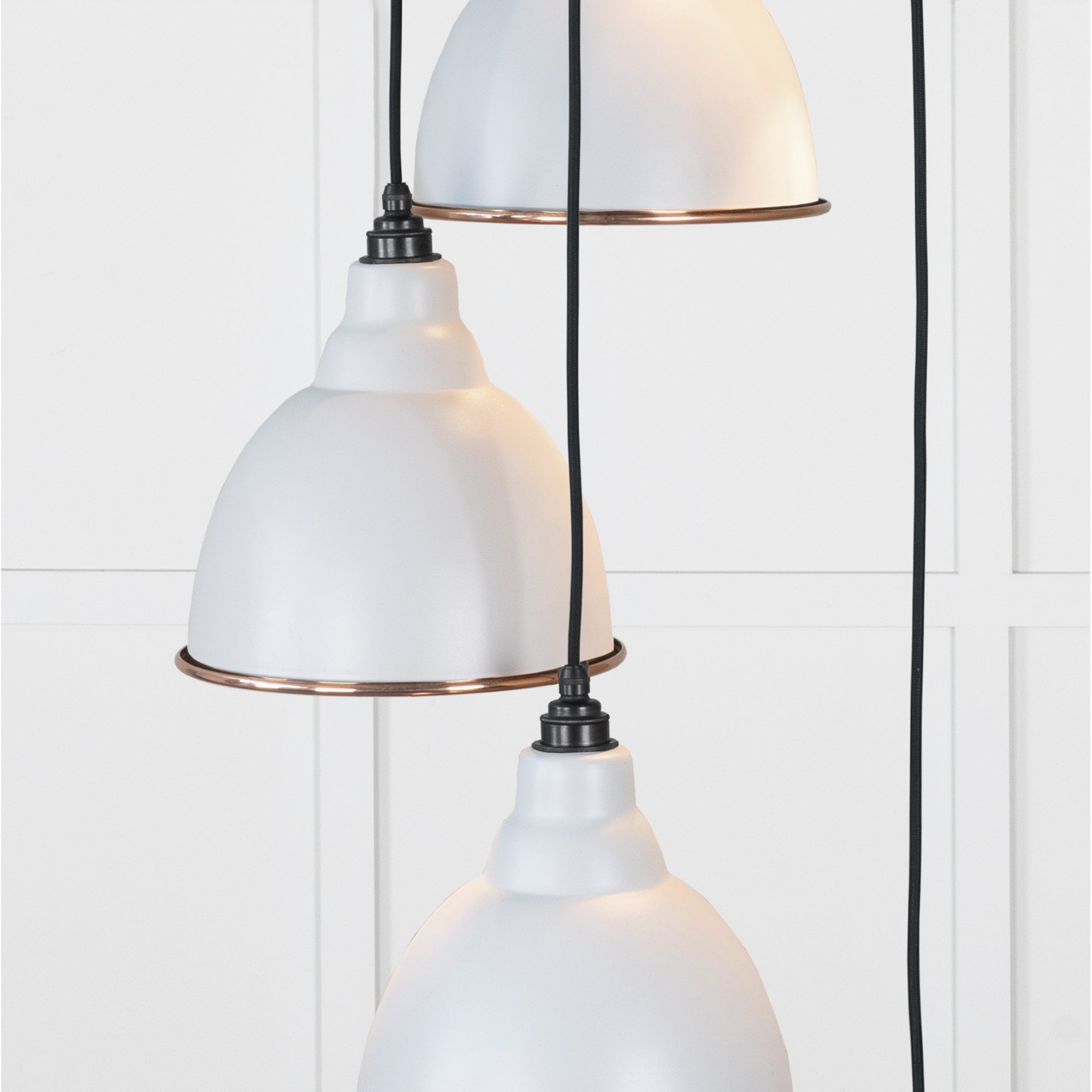 From The Anvil Hammered Copper Brindley Cluster Pendant - Birch (Pale Grey)