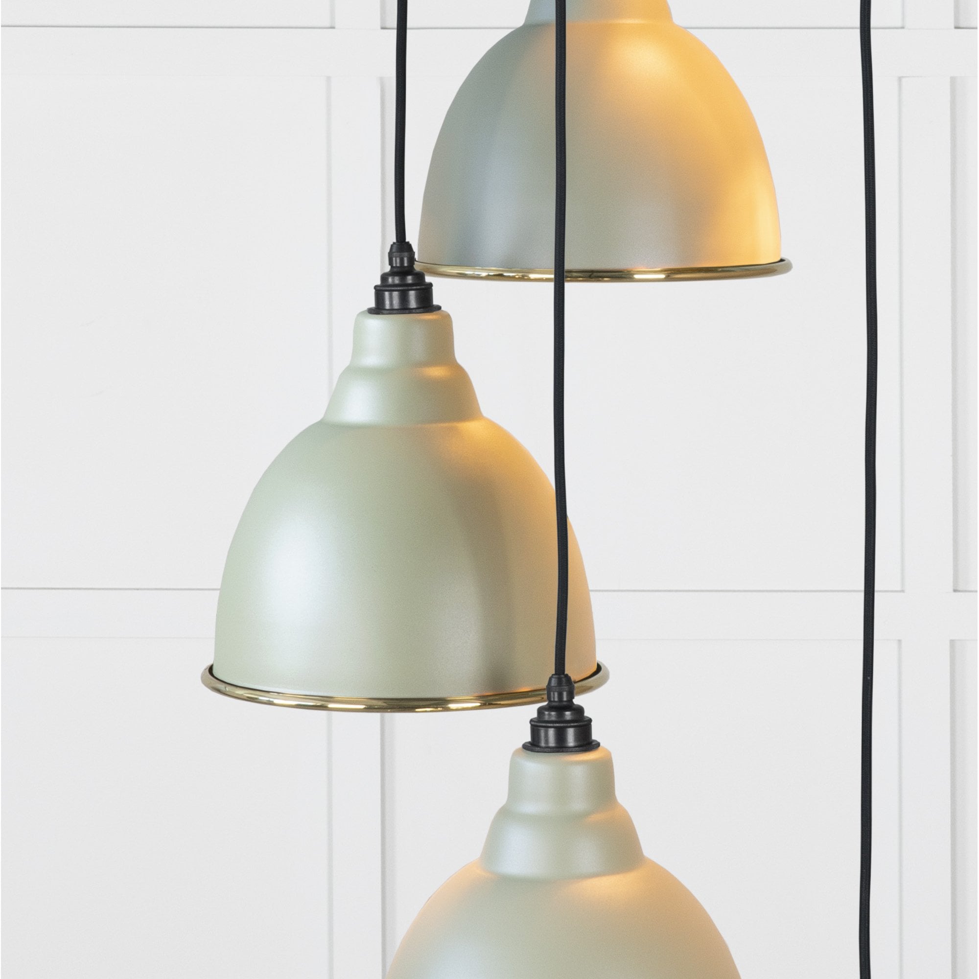 From The Anvil Smooth Brass Brindley Cluster Pendant - Tump (Pale Green)