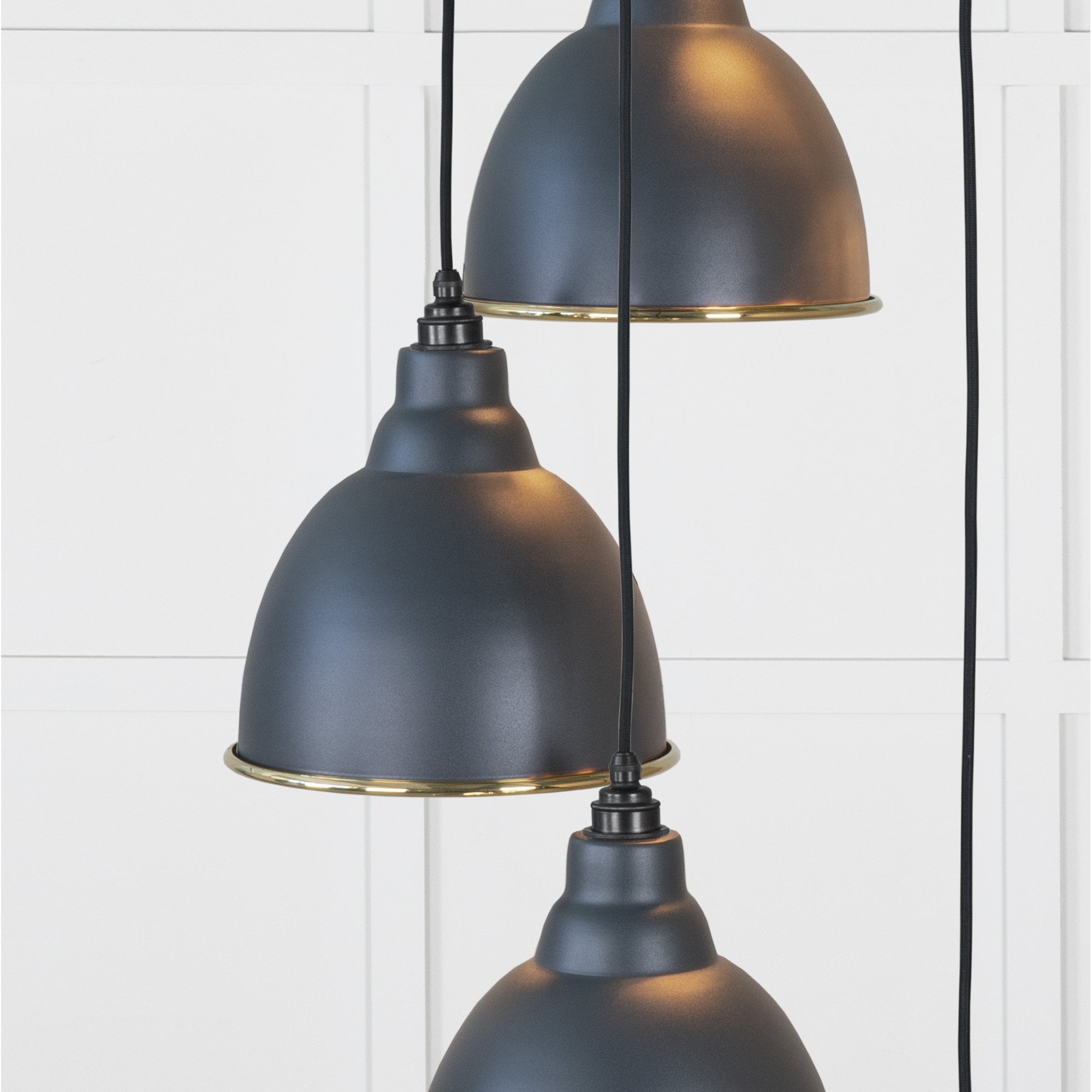 From The Anvil Smooth Brass Brindley Cluster Pendant - Soot (Dark Grey)