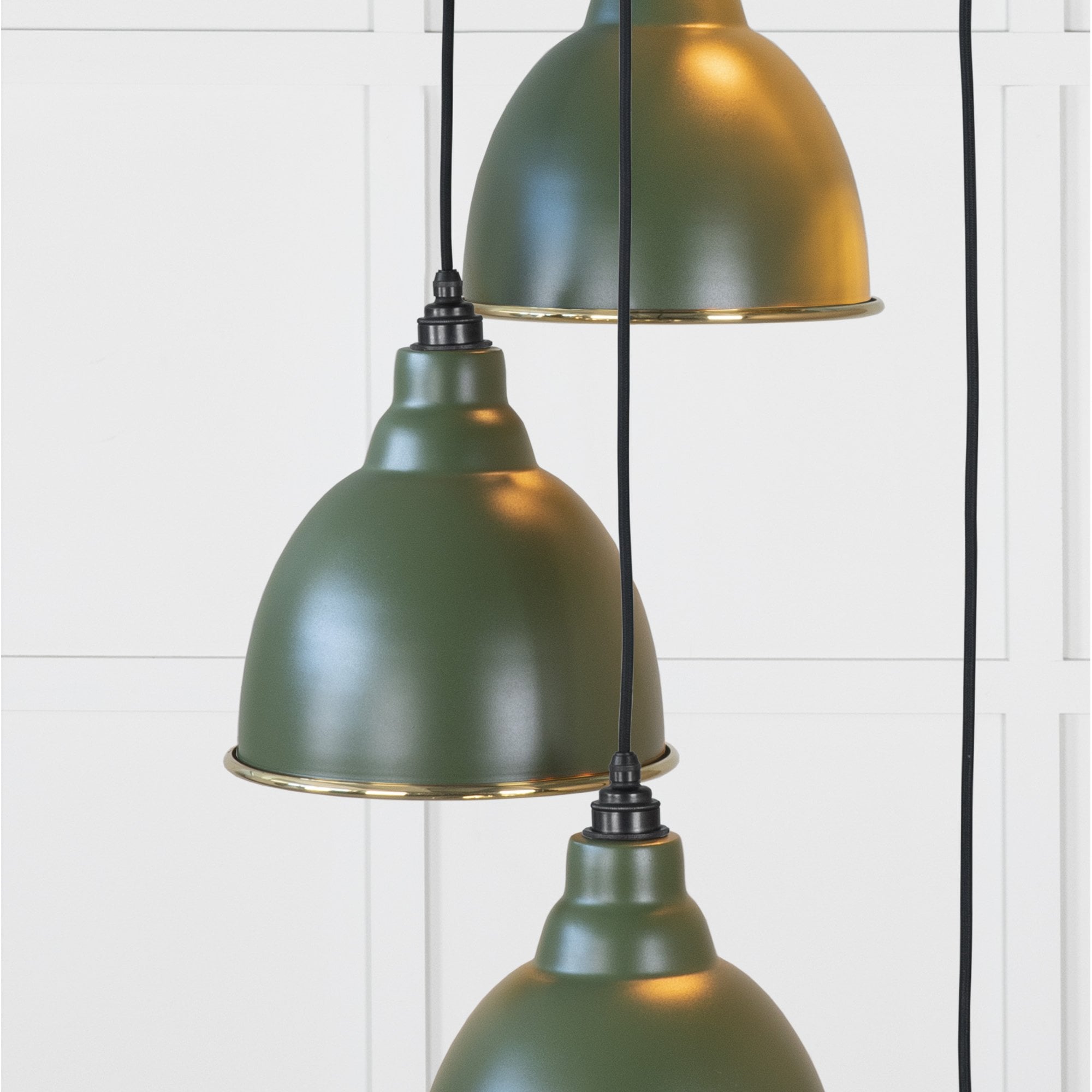 From The Anvil Smooth Brass Brindley Cluster Pendant - Heath (Earthy Green)