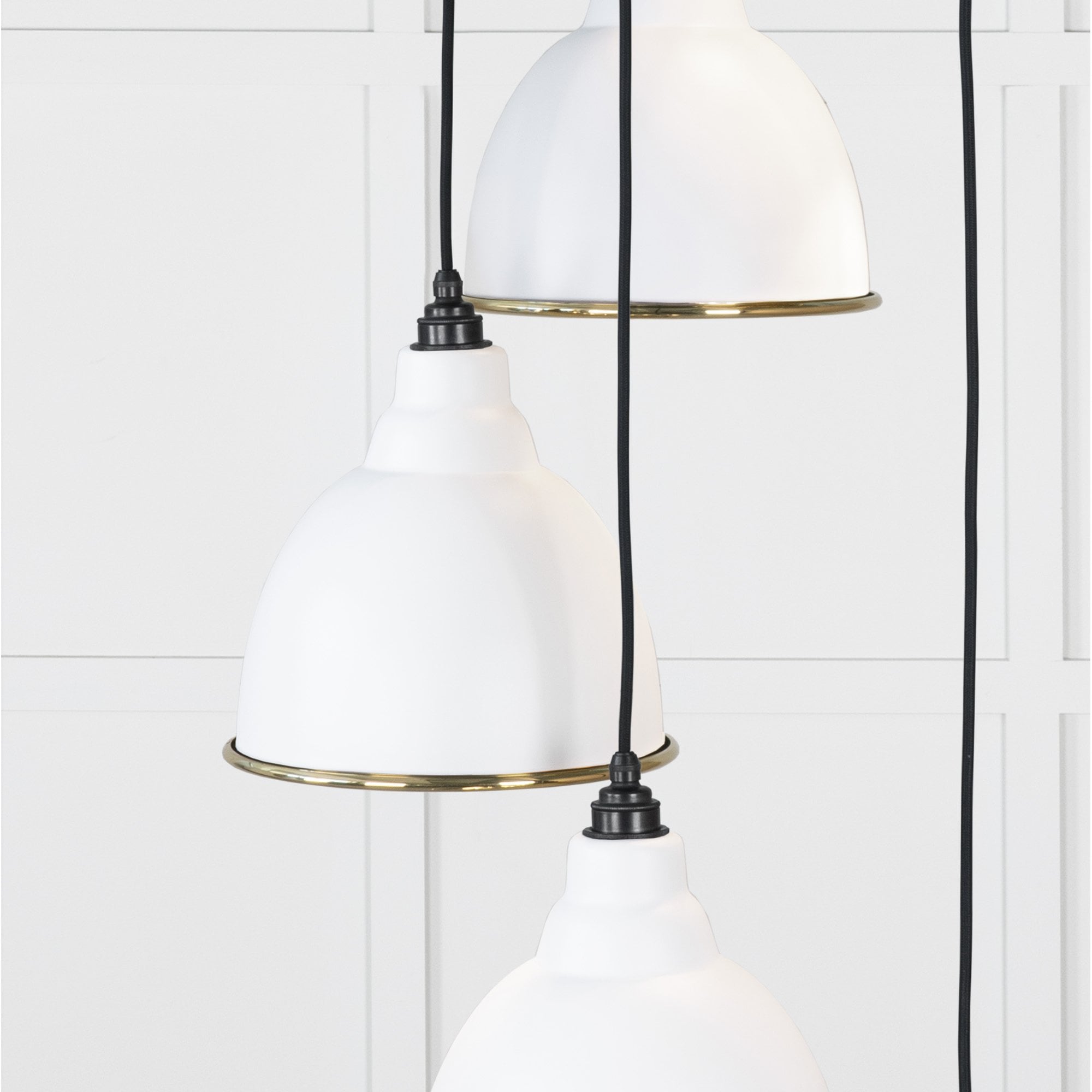 From The Anvil Smooth Brass Brindley Cluster Pendant - Flock (Matt White)